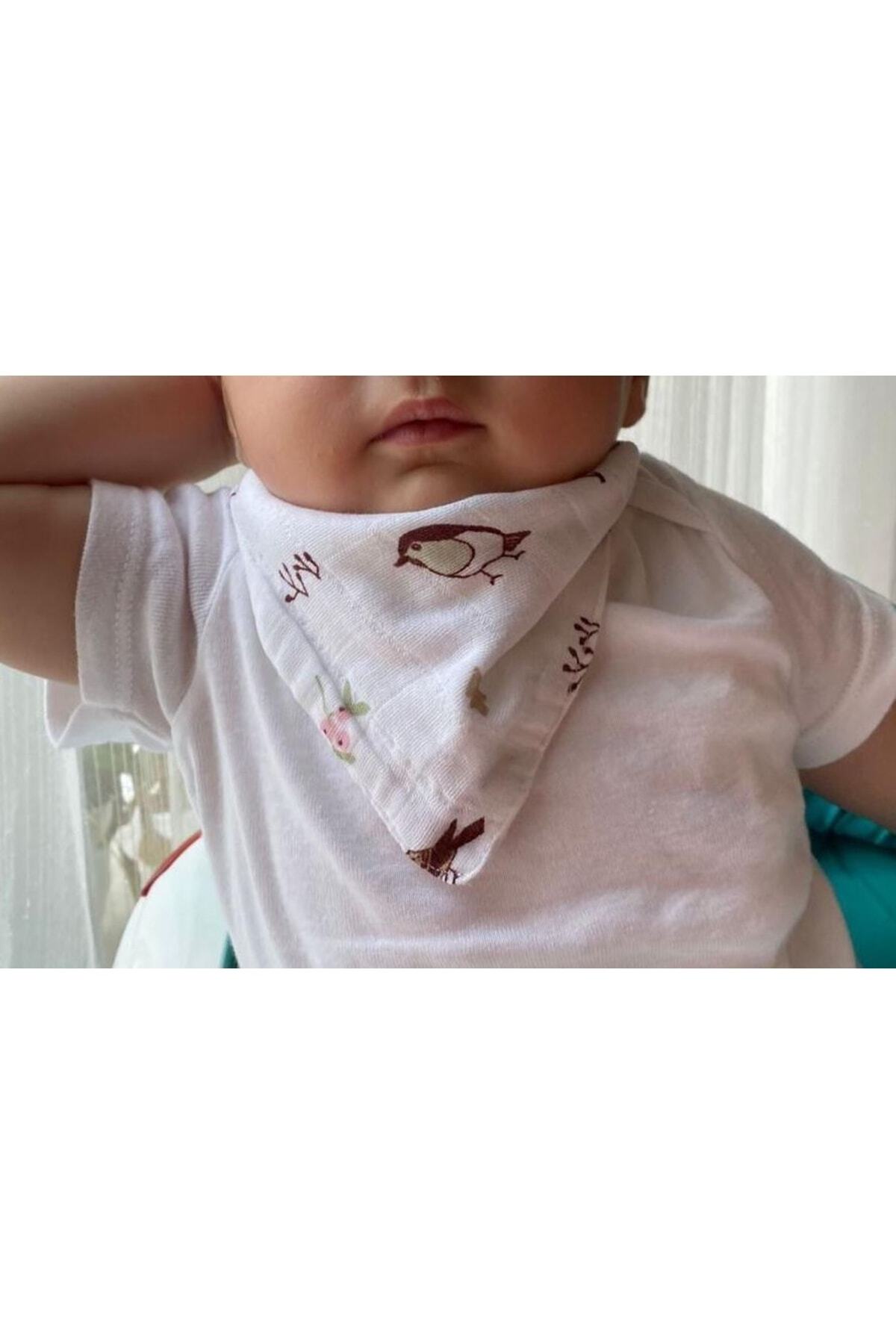 runbaby Pamuk Müslin Kumaş Çıtçıtlı Bebek Salya & Fular Önlük fotoğrafı 3 (önizleme)