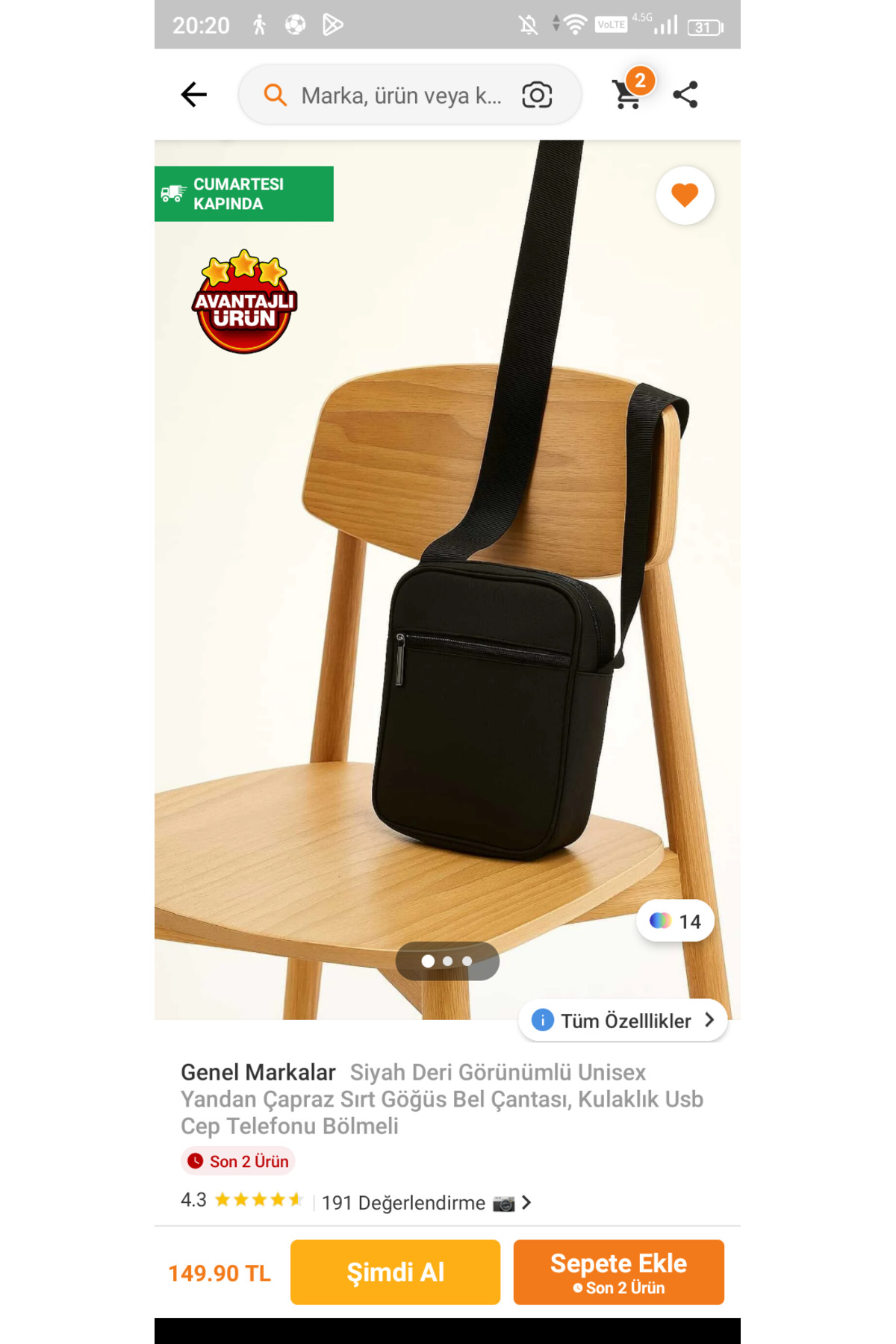 Sofia Unisex Erkek Kadın Günlük Fermuarlı Omuz ve Bel Çantası görsel 5