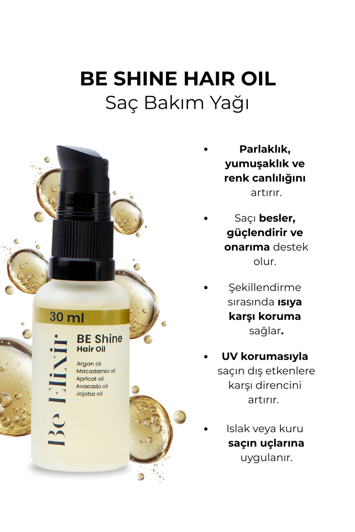 Be Elixir Hair Oil - Onarıcı Şekillendirici Saç Bakım Yağı 30 Ml — 1606 — تصویر 2 از 4