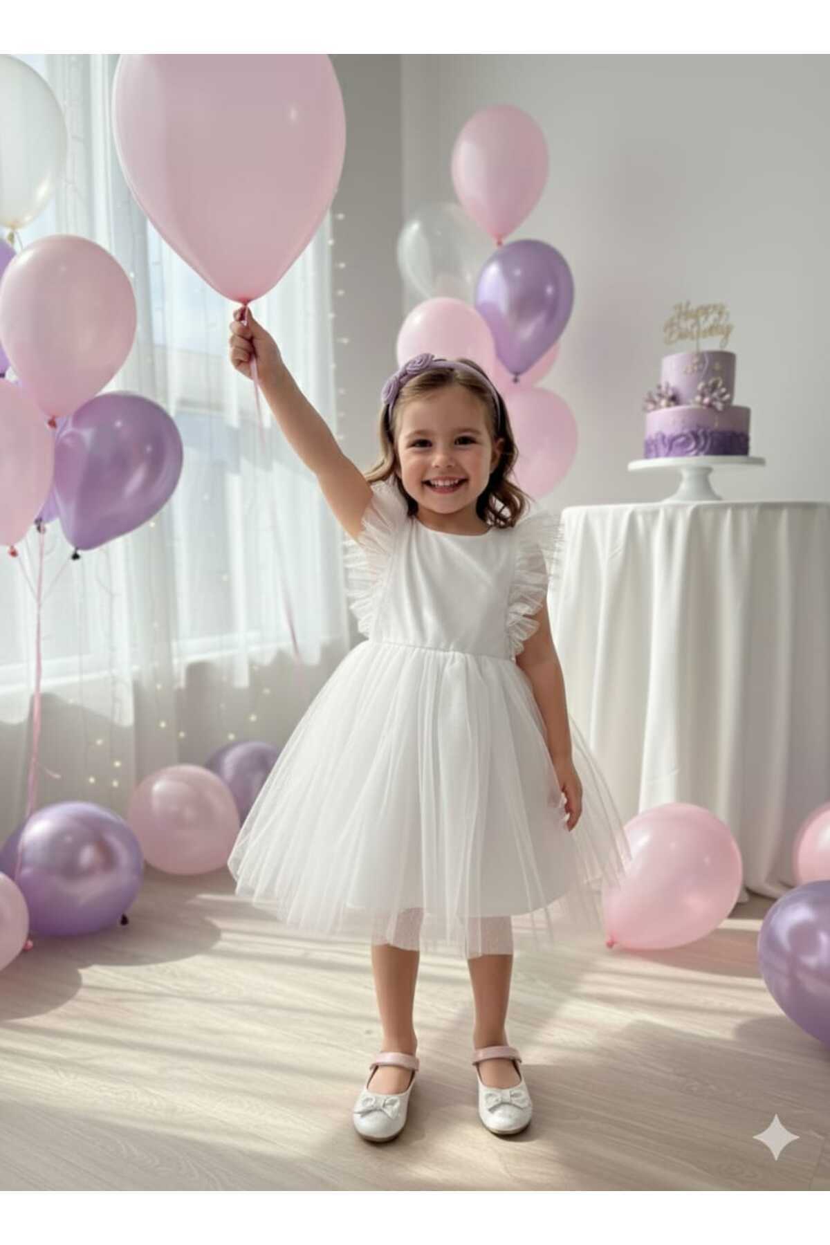 penu baby kids Beyaz Tüllü Kolsuz Kız Bebek Elbise - Christie fotoğrafı 3 (önizleme)