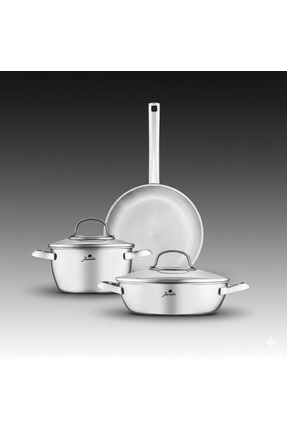 Jumbo Athena 3PLY 5 Parça İndüksiyon Tabanlı Çelik Tencere Seti