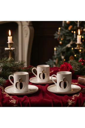 REGNA HOME Fine Living BLACK-WHİTE PUMPKİN 8 PARÇA 4 KİŞİLİK KAHVE FİNCANI