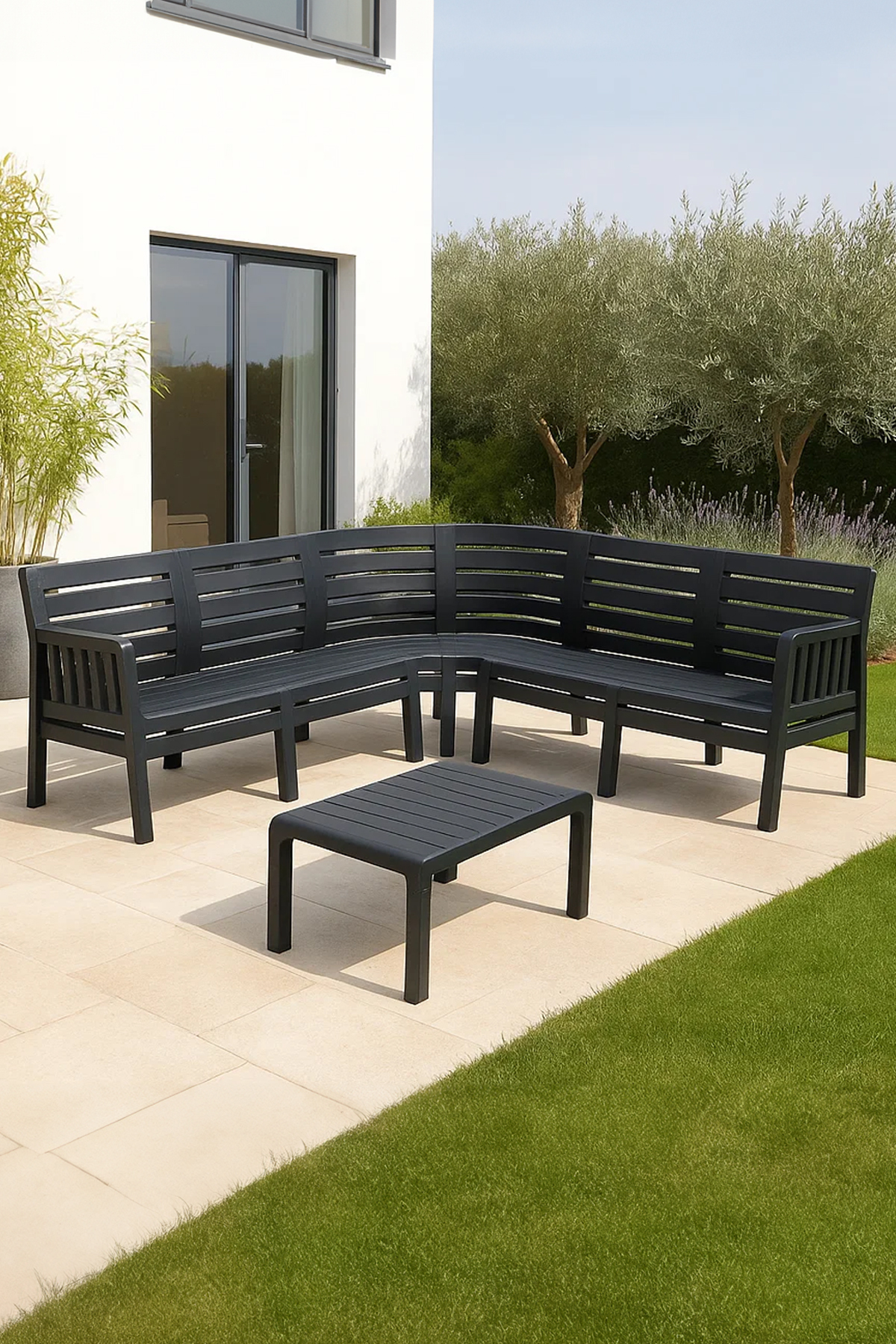 Lara Cushionless Corner Set - Anthracite