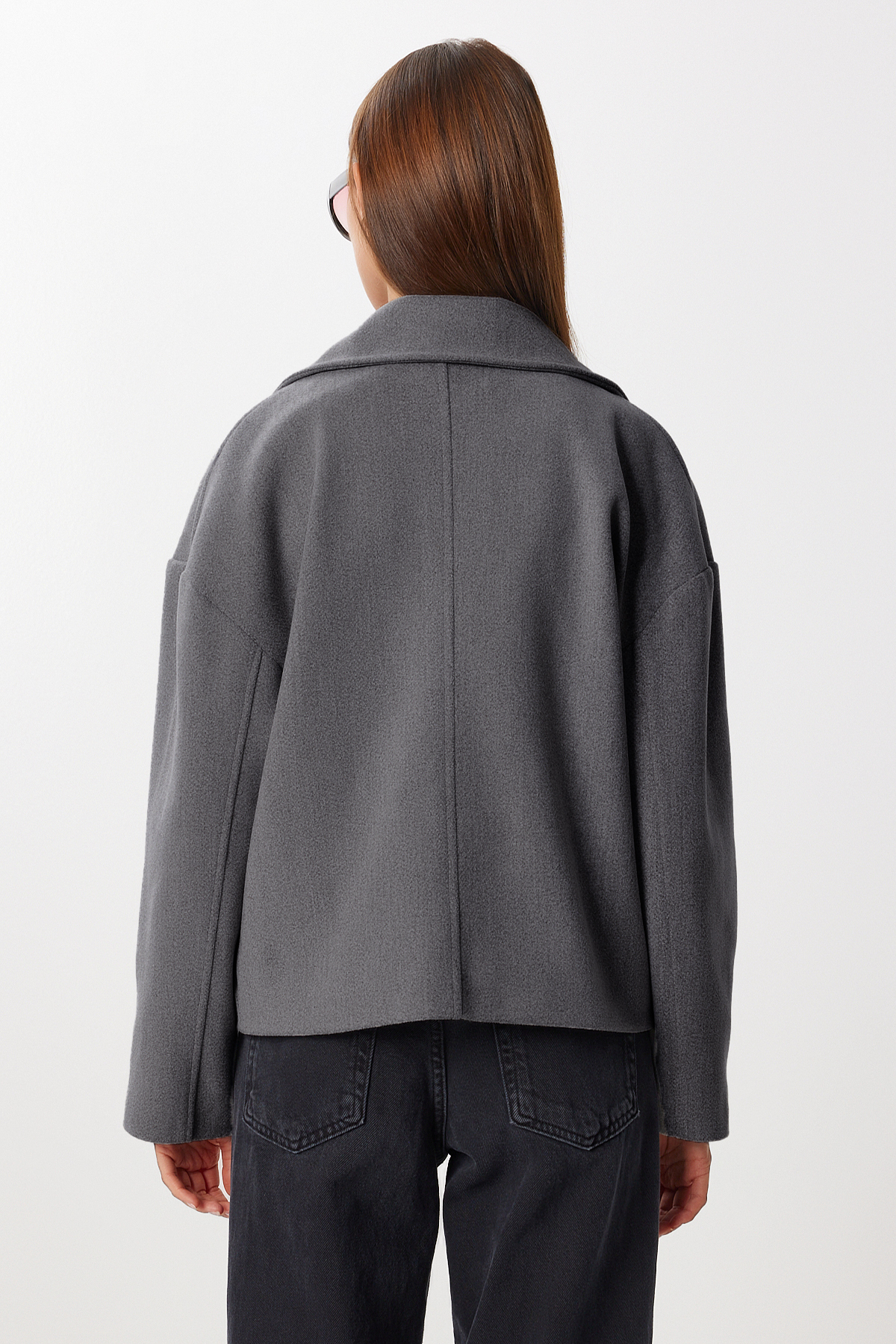 Lovelyİstanbul  Kruvaze Kısa Kaşe Kaban LGP0029 GRİ - Görsel 7