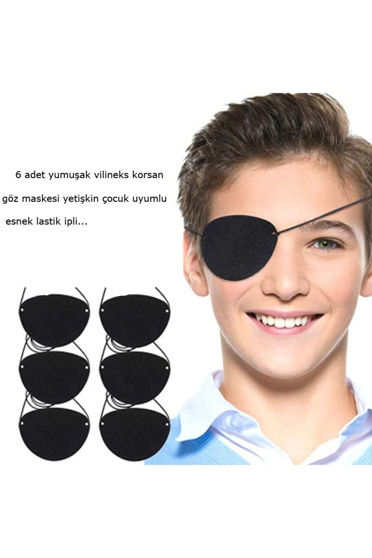 partidolu Vinleks Deri Korsan Göz Bandı Korsan Göz Maskesi 6 Adet halloween