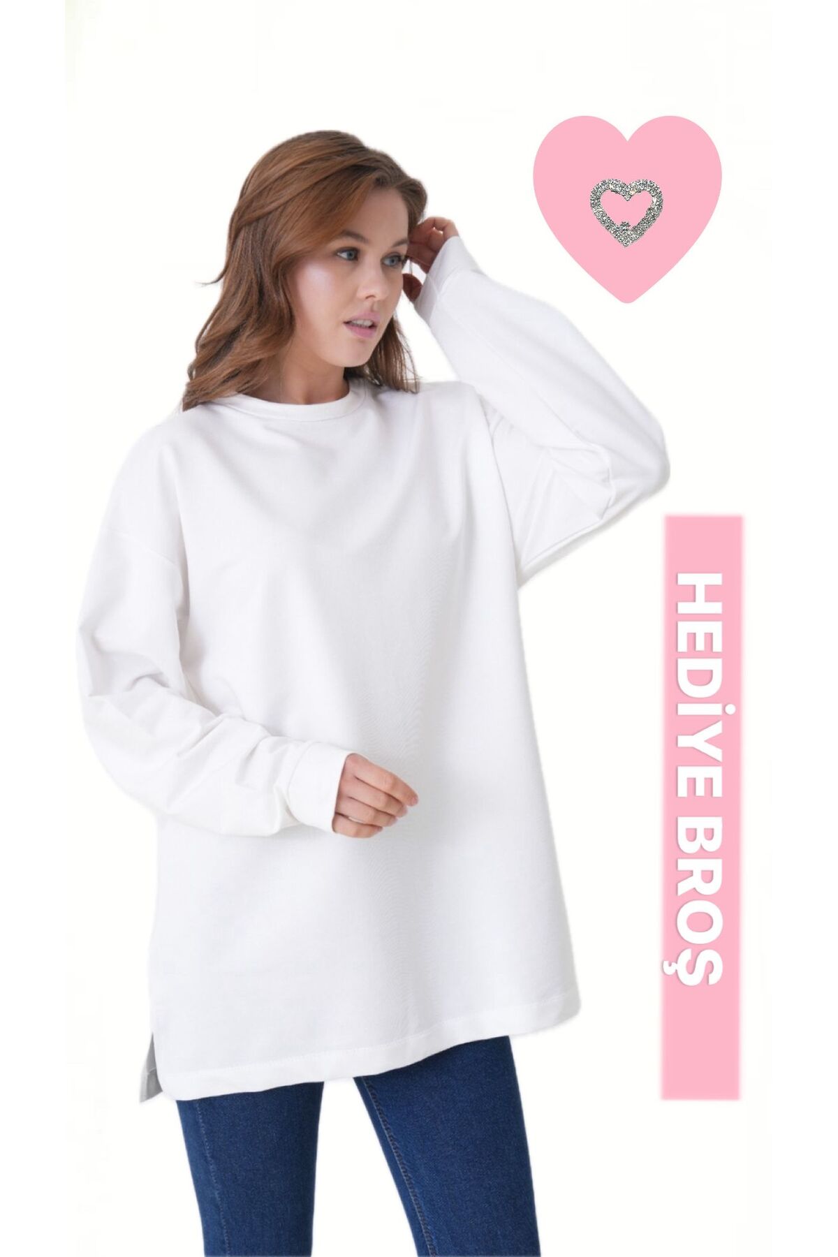 mermaya  premium kalite iki iplik kumaş, oversize, kadın sweatshirt