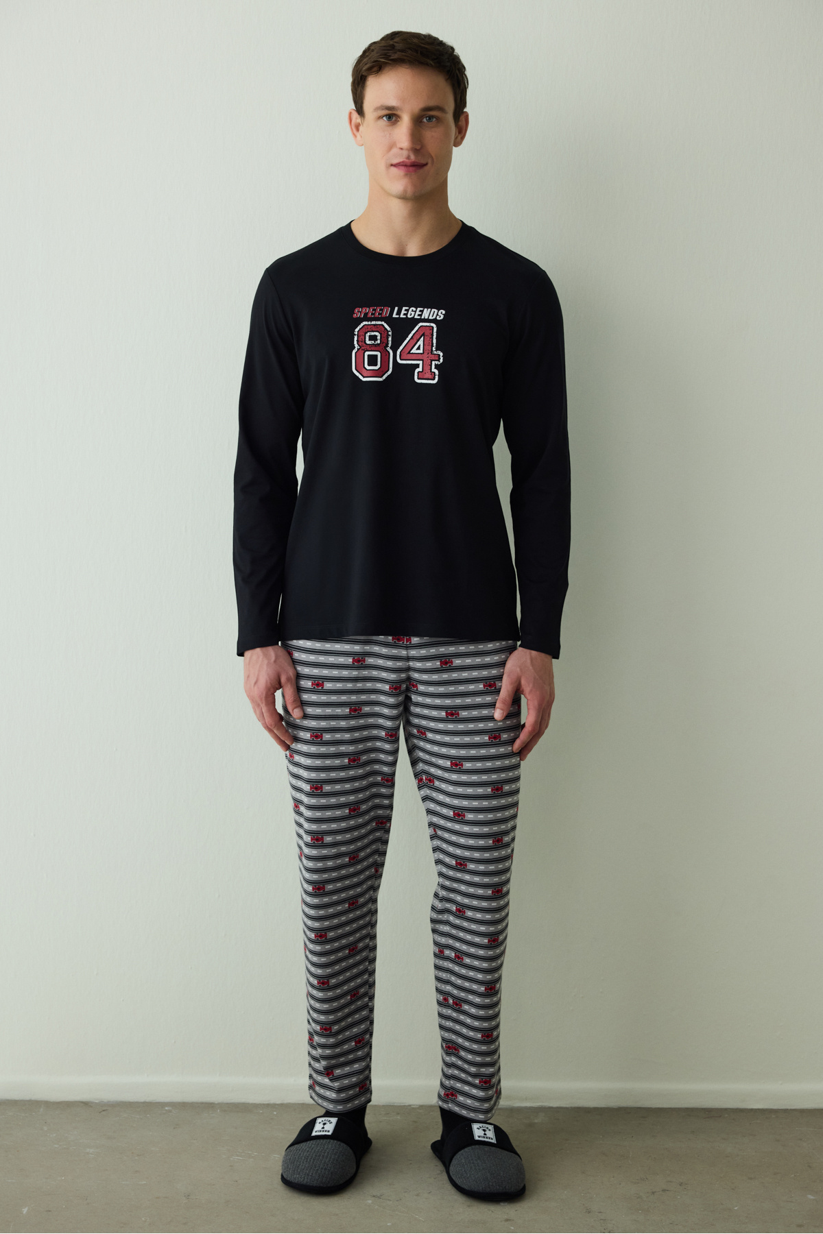 Penti Erkek Speed Slogan Baskılı Pamuklu Pijama Takımı