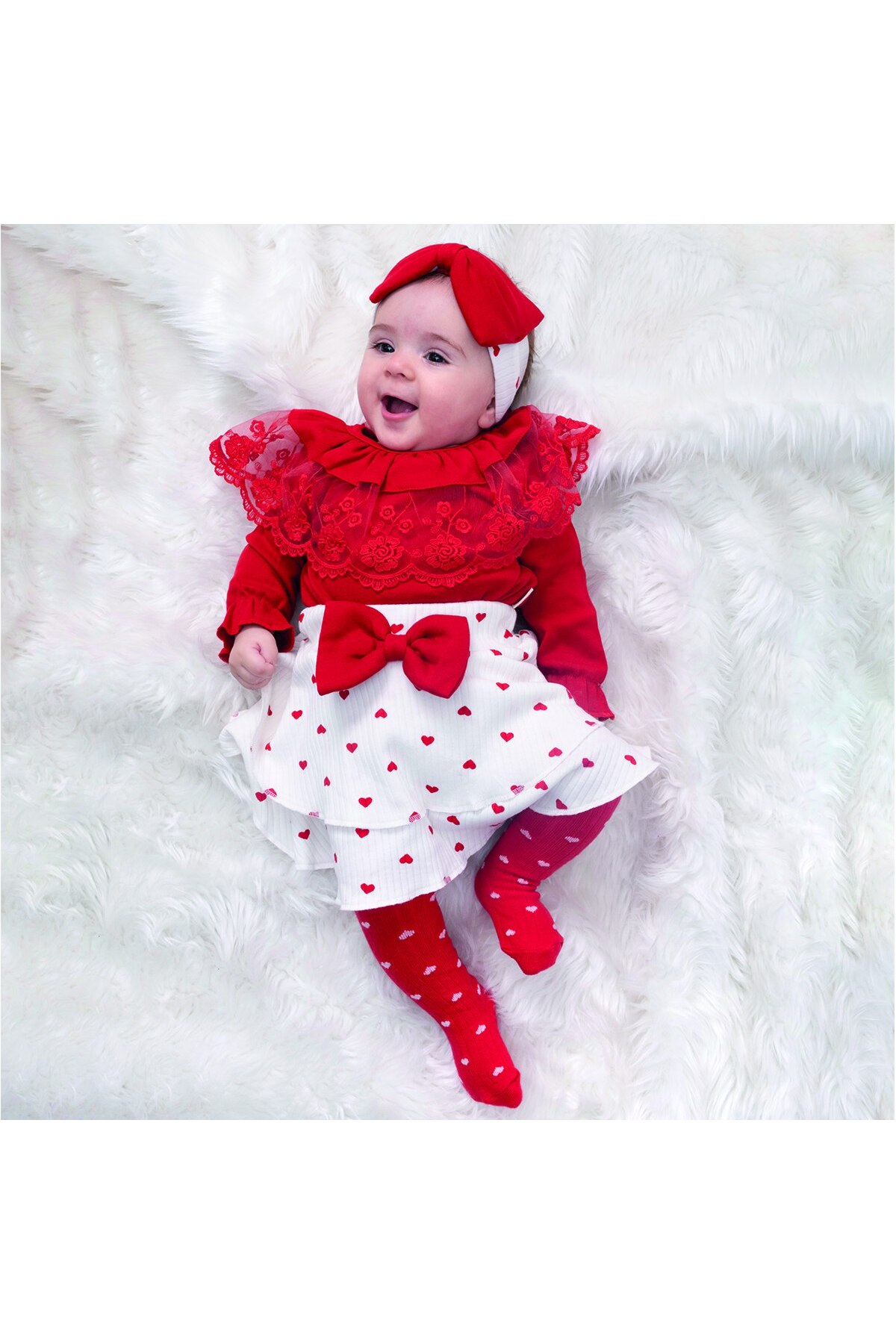 gültekin bebe Cayzen 3-12 Ay Helena Kız Etekli 4lü Takım-1074272 - KIRMIZI fotoğrafı 2 (önizleme)