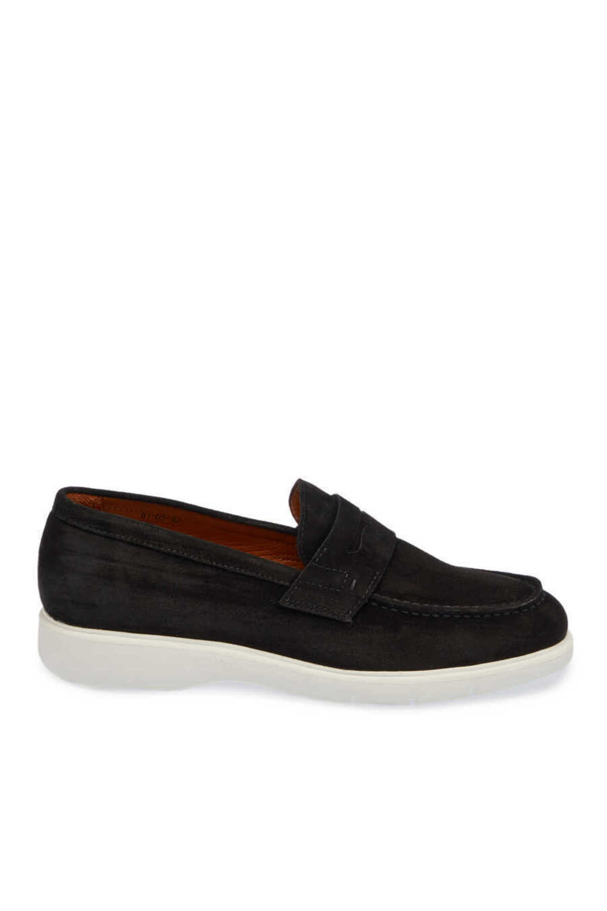 Tergan Siyah Hakiki Süet Deri Erkek Loafer - E24I1AY56785-A01