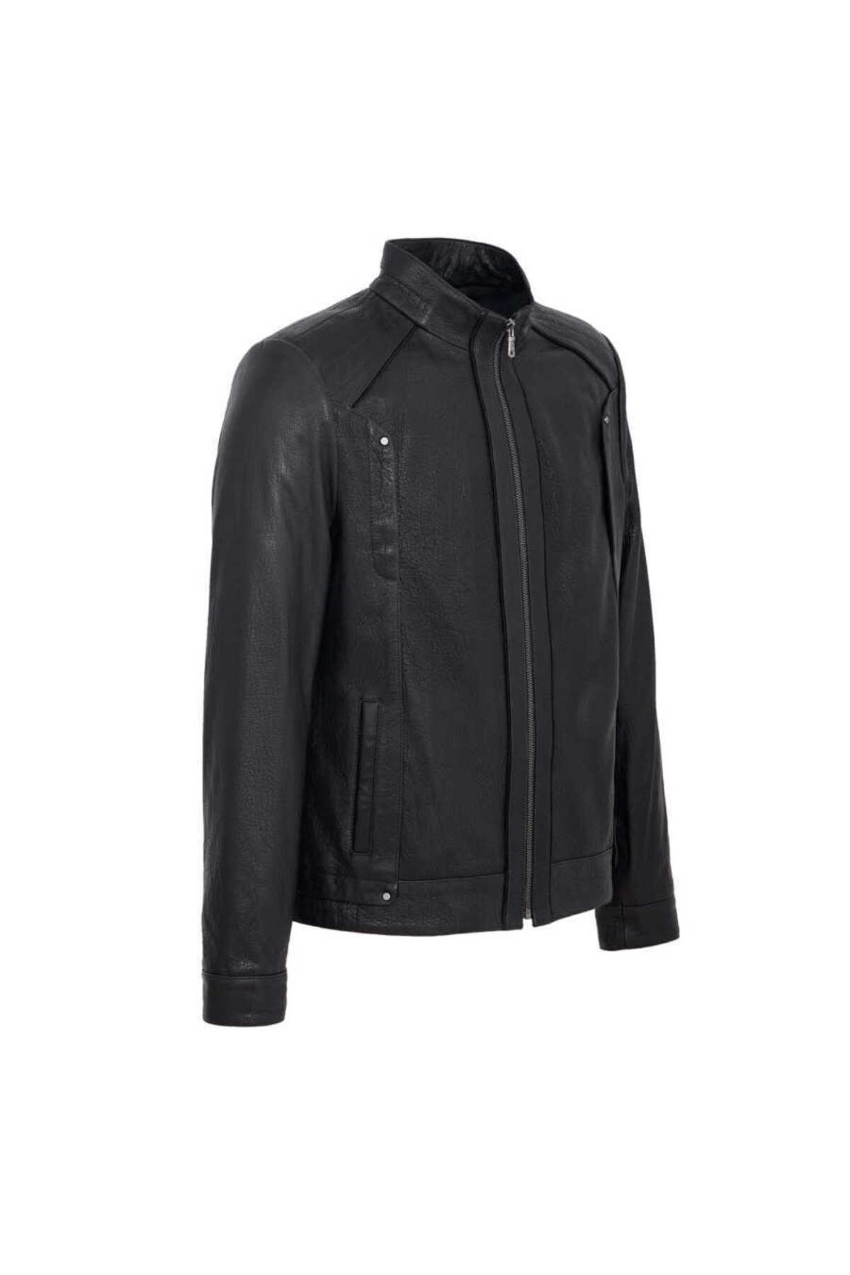 Tergan  Siyah Hakiki Deri Erkek Deri Mont - E23KDM310453-Q4O - Görsel 2