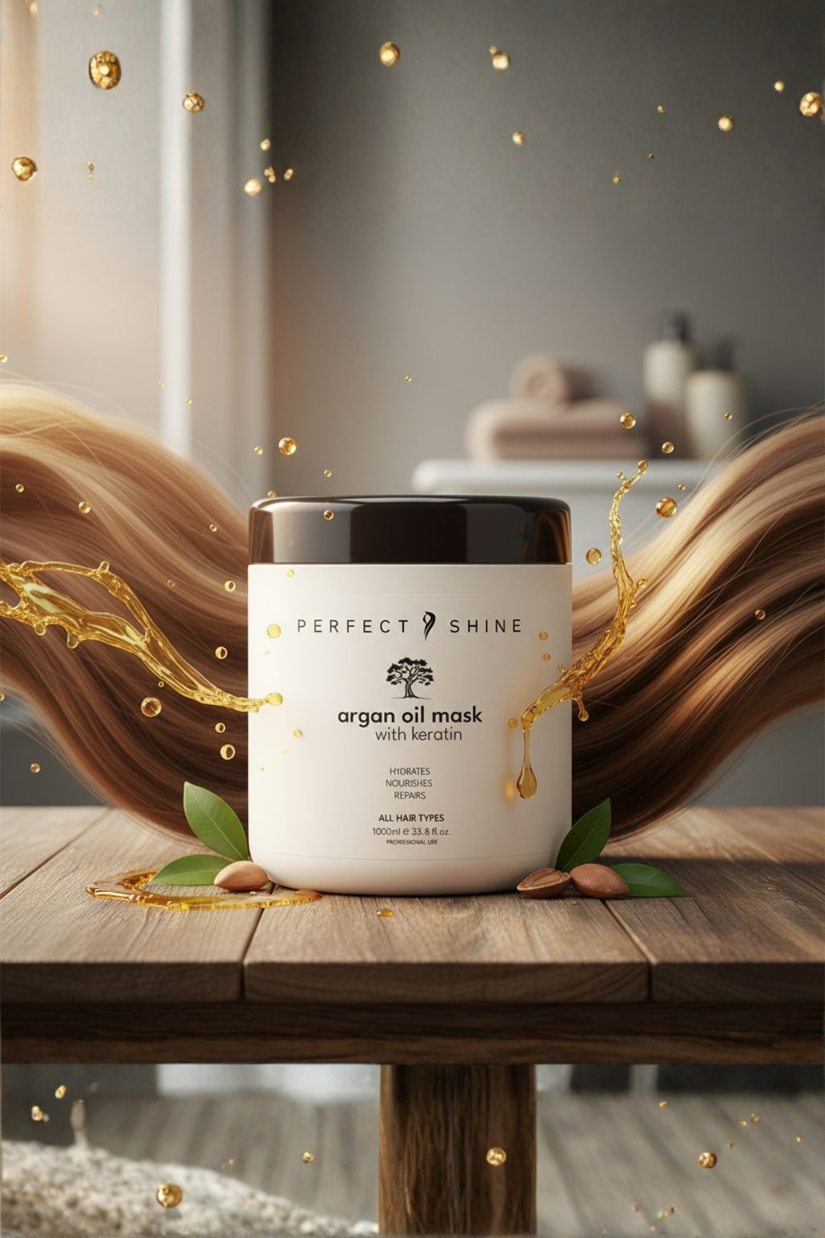 PERFECT SHINE Derinlemesine Besleyici Onarıcı Yoğun Bakım Argan Yağı Keratin İpek Proteinli Saç Maskesi 1000ml — PRA-11834756-2494