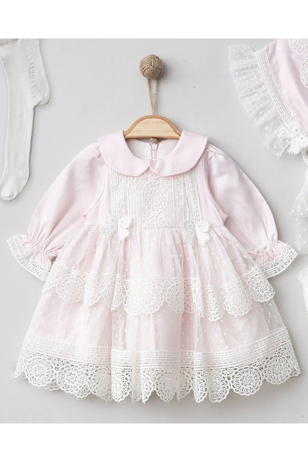 Mert Baby Angela 4'lü Lüx Mevlüt Seti %100 Pamuk Yenidoğan Kız Bebek fotoğrafı 2 (önizleme)