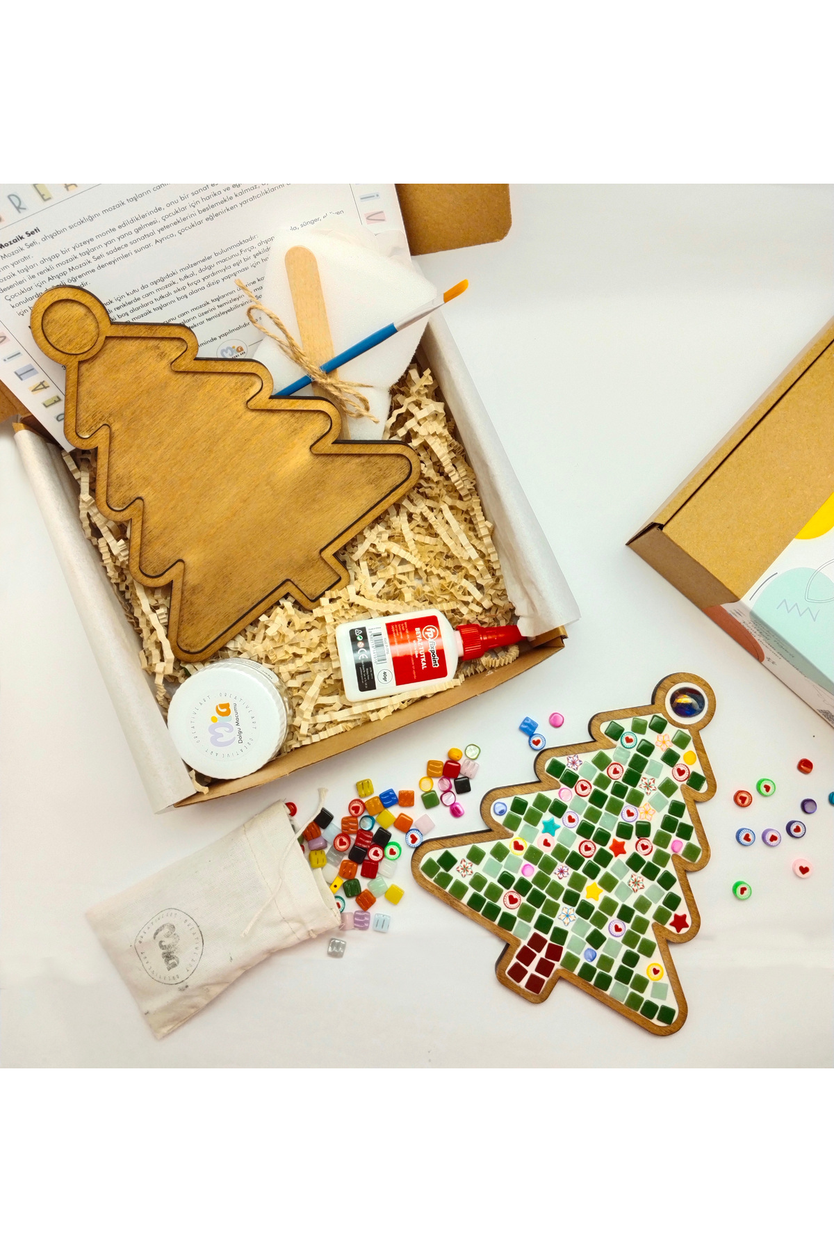 Mia Creative Art Çam Ağacı Figürü Ahşap Mozaik Seti -eğitici Oyun Seti-çocuk Aktivite Seti