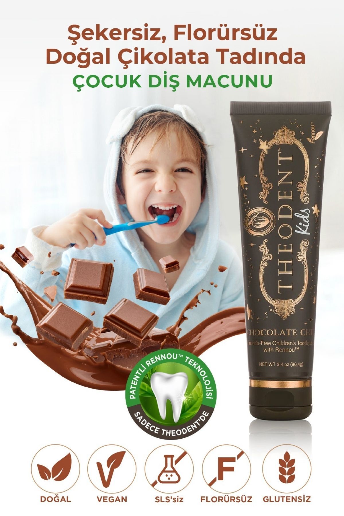 Theodent Chocolate Çocuk Vegan Florürsüz Diş Macunu 96 G - Fiyatı