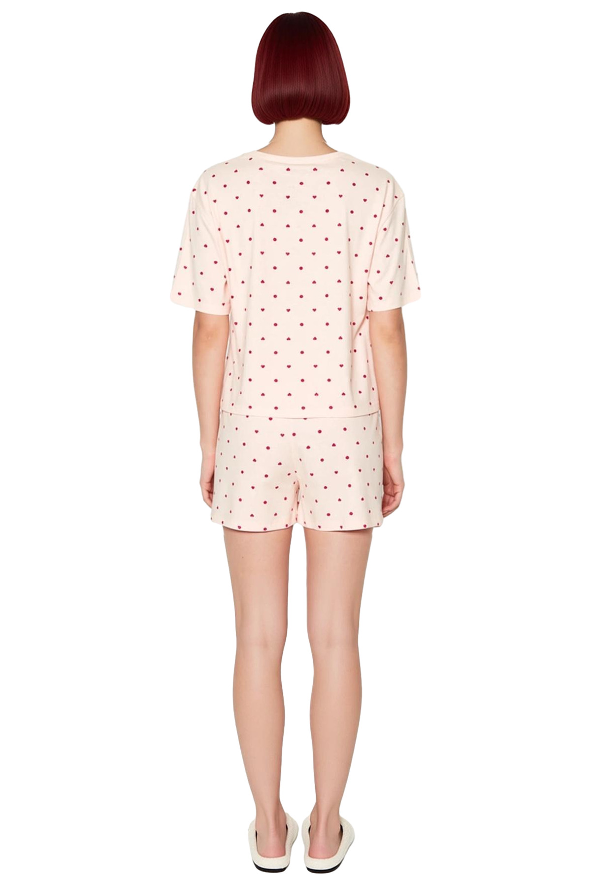 Kadın Kısa Kollu Regular Kalıp Pamuklu Pijama Takımı Uzun Ömürlü Premium Kalite Özel Tasarım