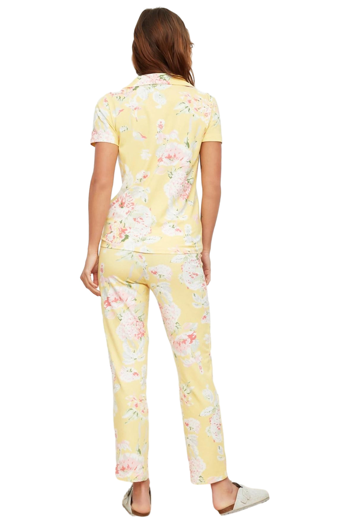 Kadın Çiçekli Desenli Pamuklu Kısa Kollu Pijama Takımı Profesyonel Görünüm Özenle Seçilmiş