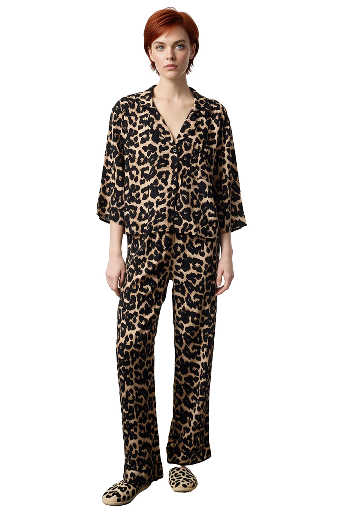 Kadın Viskon Pijama Takımı Shally Dokuma Kışlık Profesyonel Görünüm Günlük Kullanım İçin