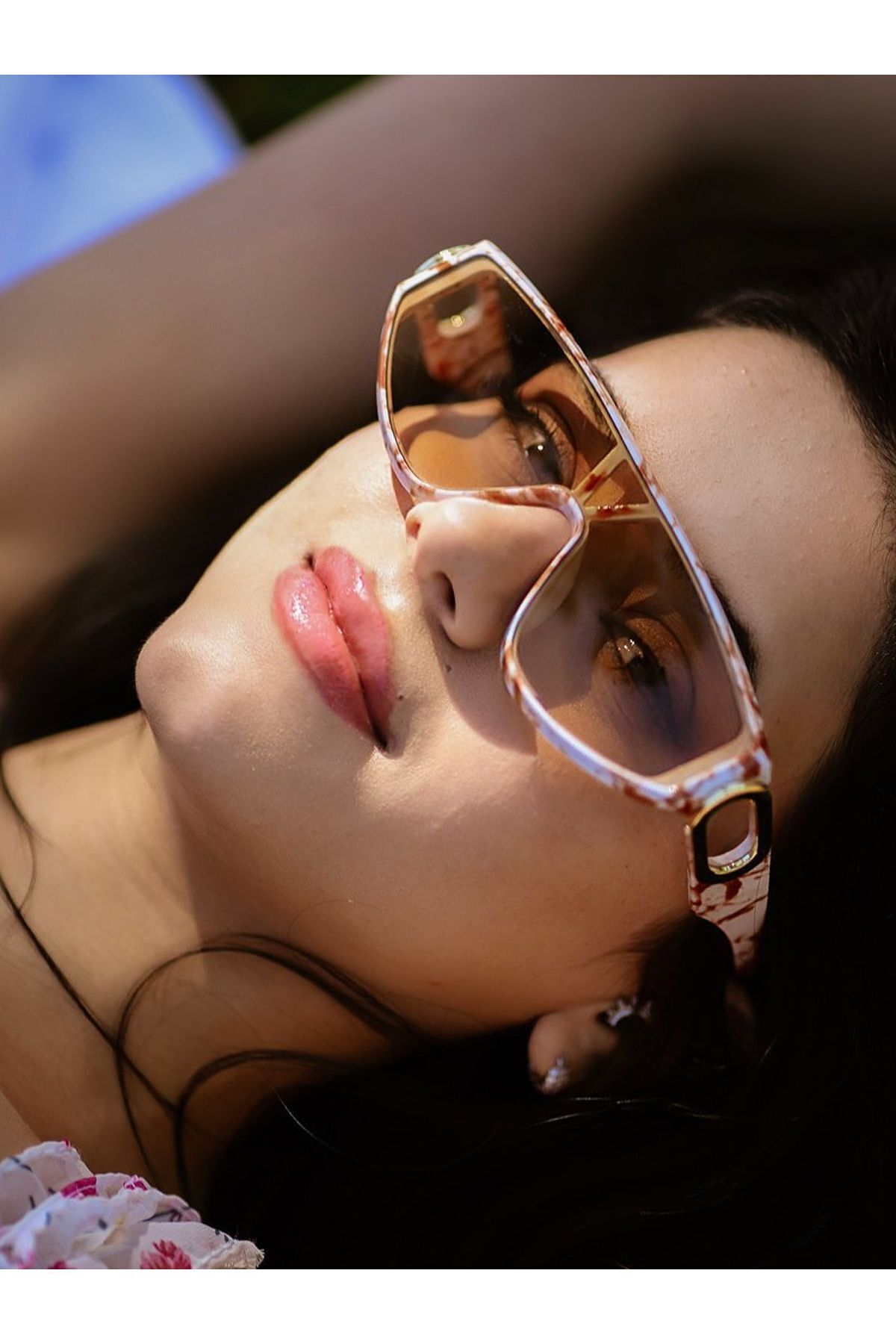 TomyHelf Yeni Sezon Şık Tasarım Mermer Desenli Çerçeve Nude Cam Vintage Unisex Güneş Gözlüğü görsel 5
