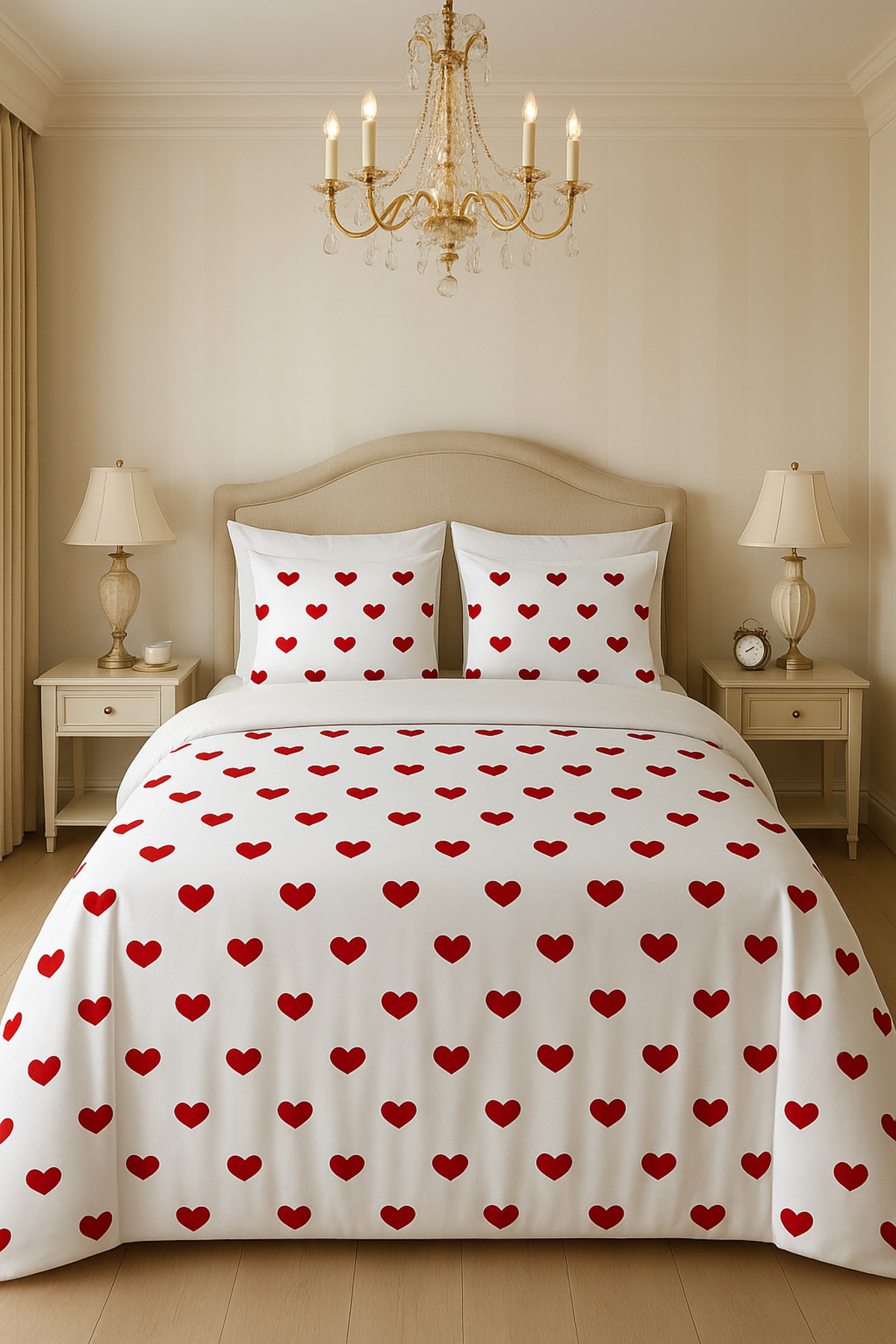 uykulife home collection UYKULİFE DOĞA SERİSİ KALPLİ ÇİFT KİŞİLİK LASTİKLİ ÇARŞAFLI NEVRESİM TAKIMI fotoğrafı 2 (önizleme)