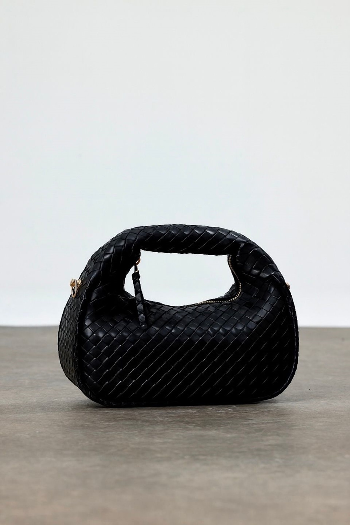 Çantacımstore Kadın Mini Clutch Örgülü El Çantası Siyah 911