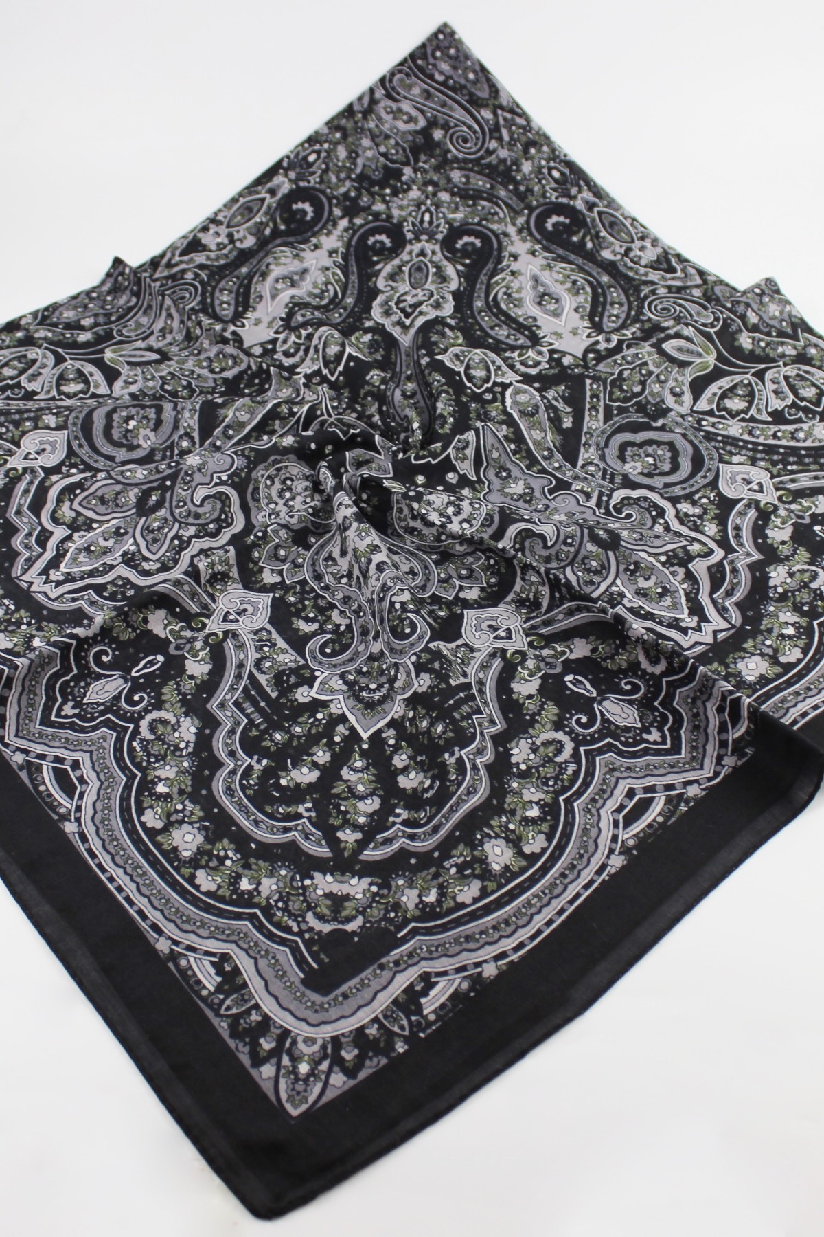 120x120 Ethnic Pattern Oversized Scarf Cotton Scarf Oversized Vintage Scarf Dark Gray