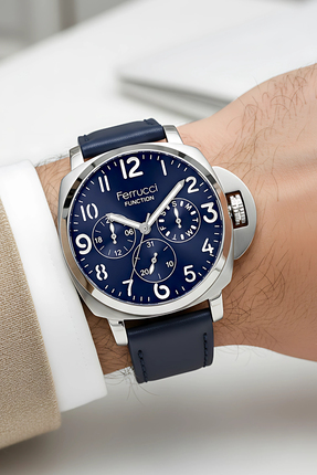 Ferrucci Function Lacivert Renk Deri Kordonlu Erkek Kol Saati zmfer064