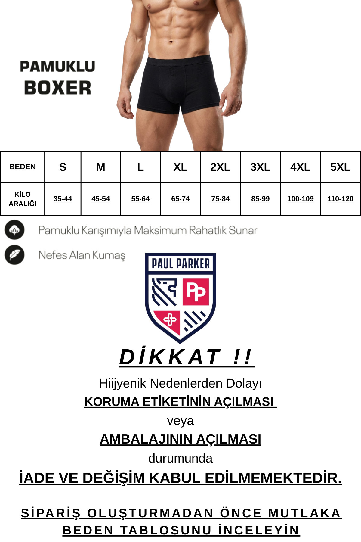 Paul Parker Erkek 10'lu Pamuklu likralı Siyah Antrasit Boxer görsel 2