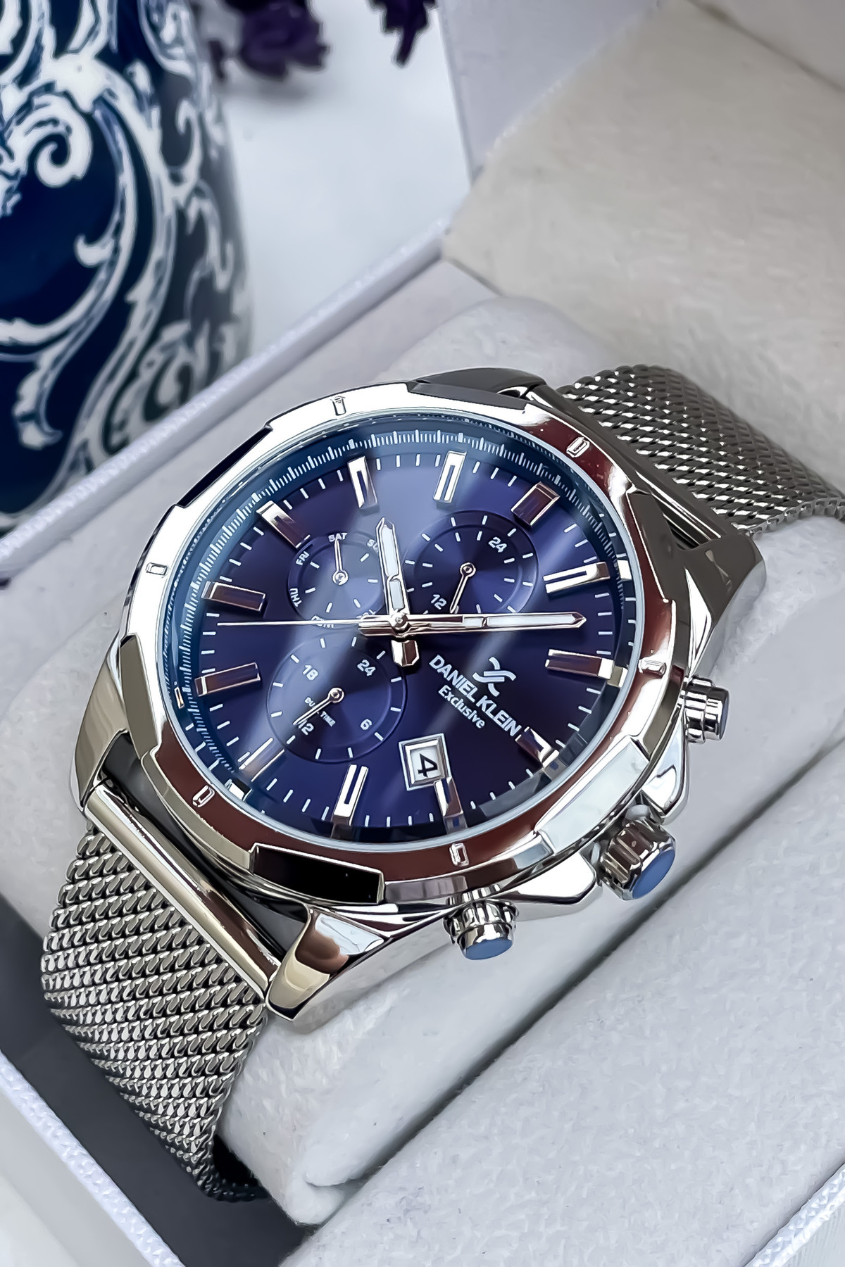 ساعت مچی مردانه برند اورجینال استیل با بند توری و دستبند به عنوان هدیه