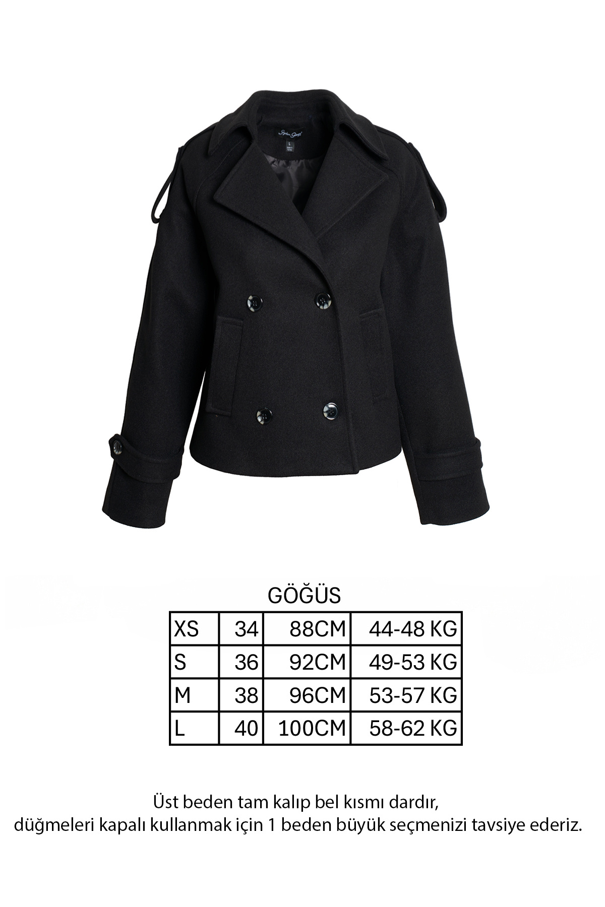 Soydan Güner  Kadın Crop Kaban Siyah 1425 - Görsel 7