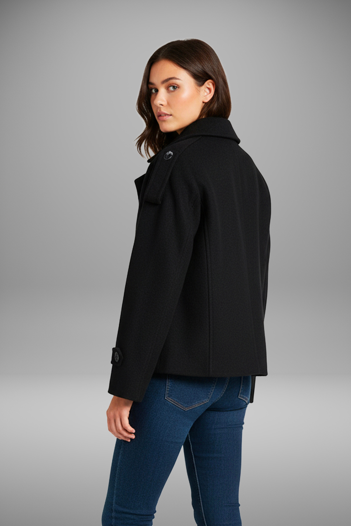 Soydan Güner  Kadın Crop Kaban Siyah 1425 - Görsel 4