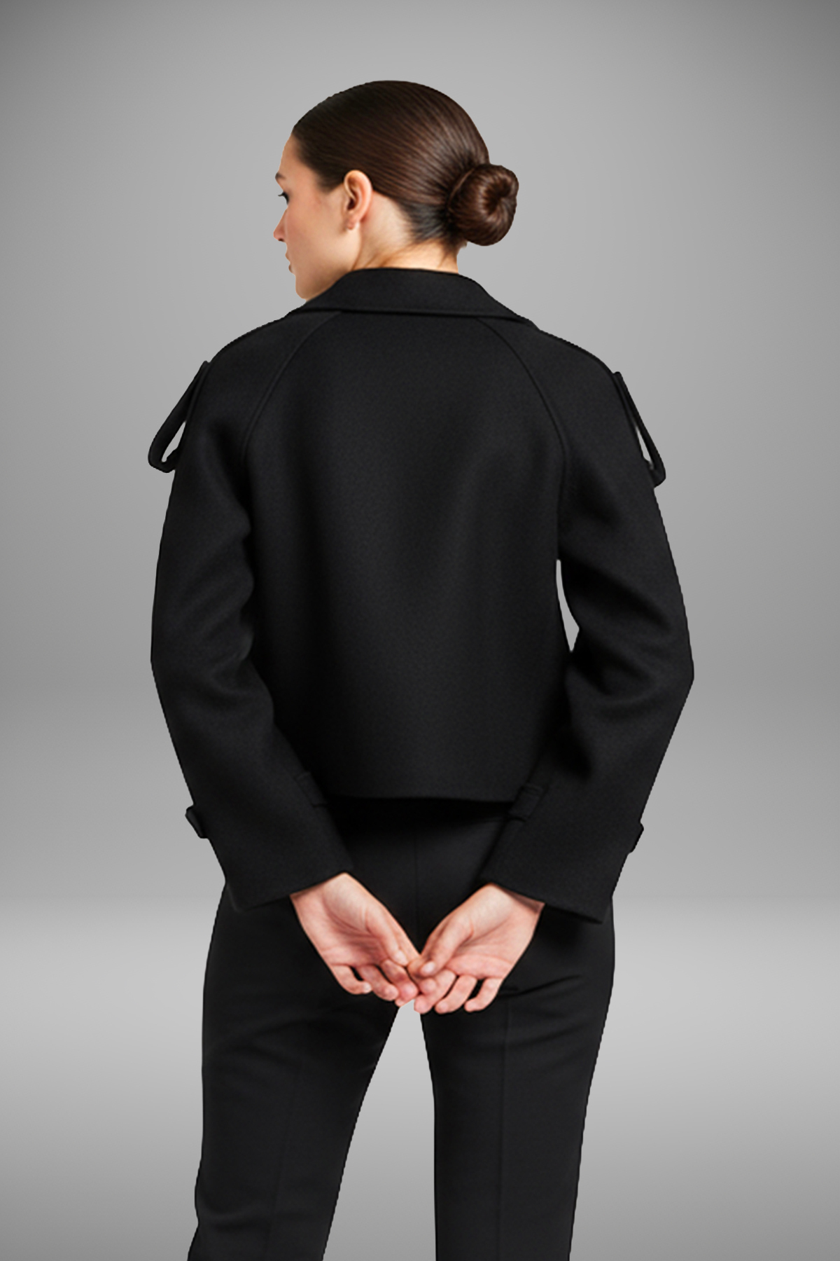 Soydan Güner  Kadın Crop Kaban Siyah 1425 - Görsel 3