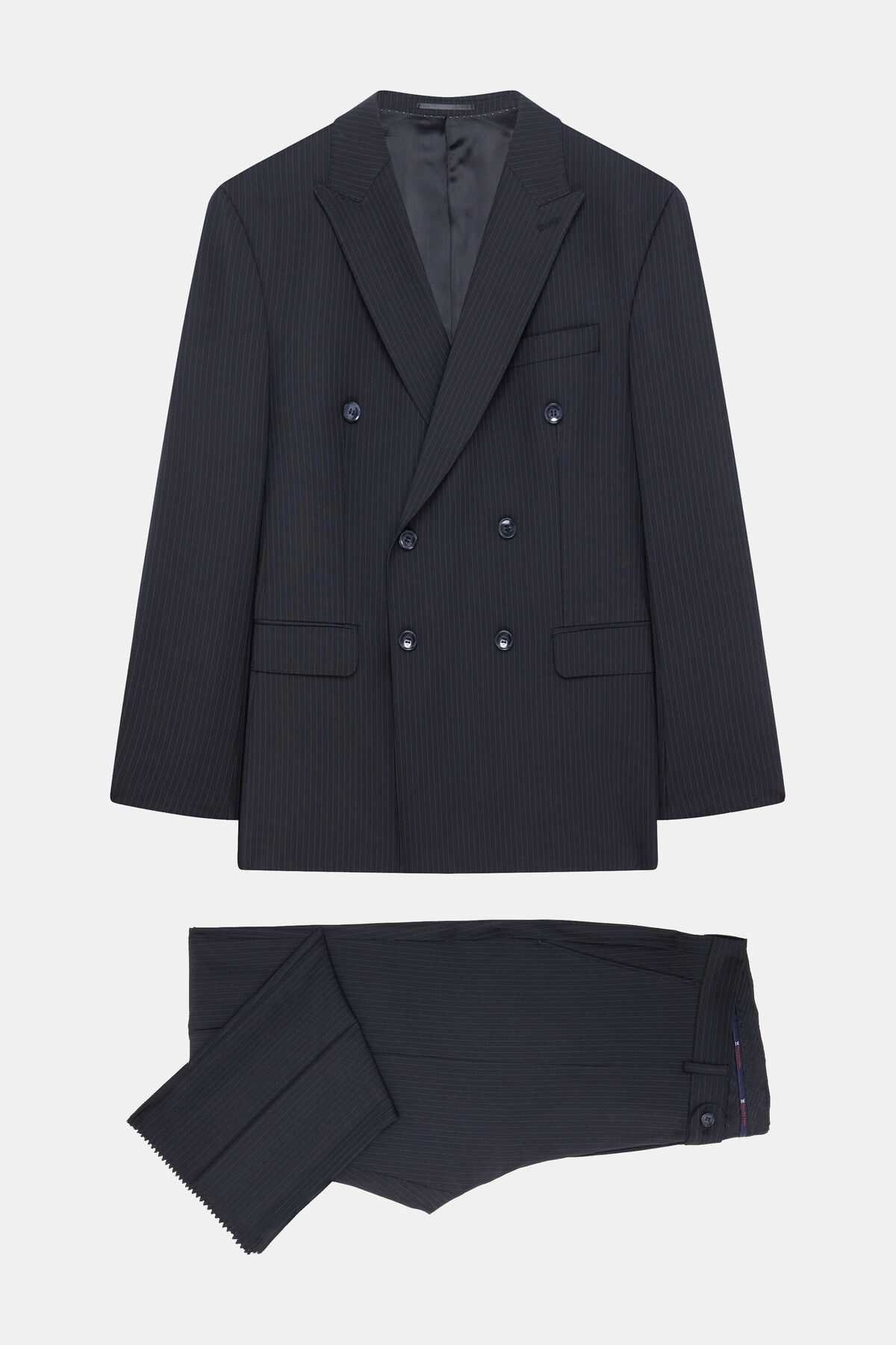 W Collection SİYAH ÇİZGİLİ KRUVAZE REGULAR FIT TAKIM ELBİSE