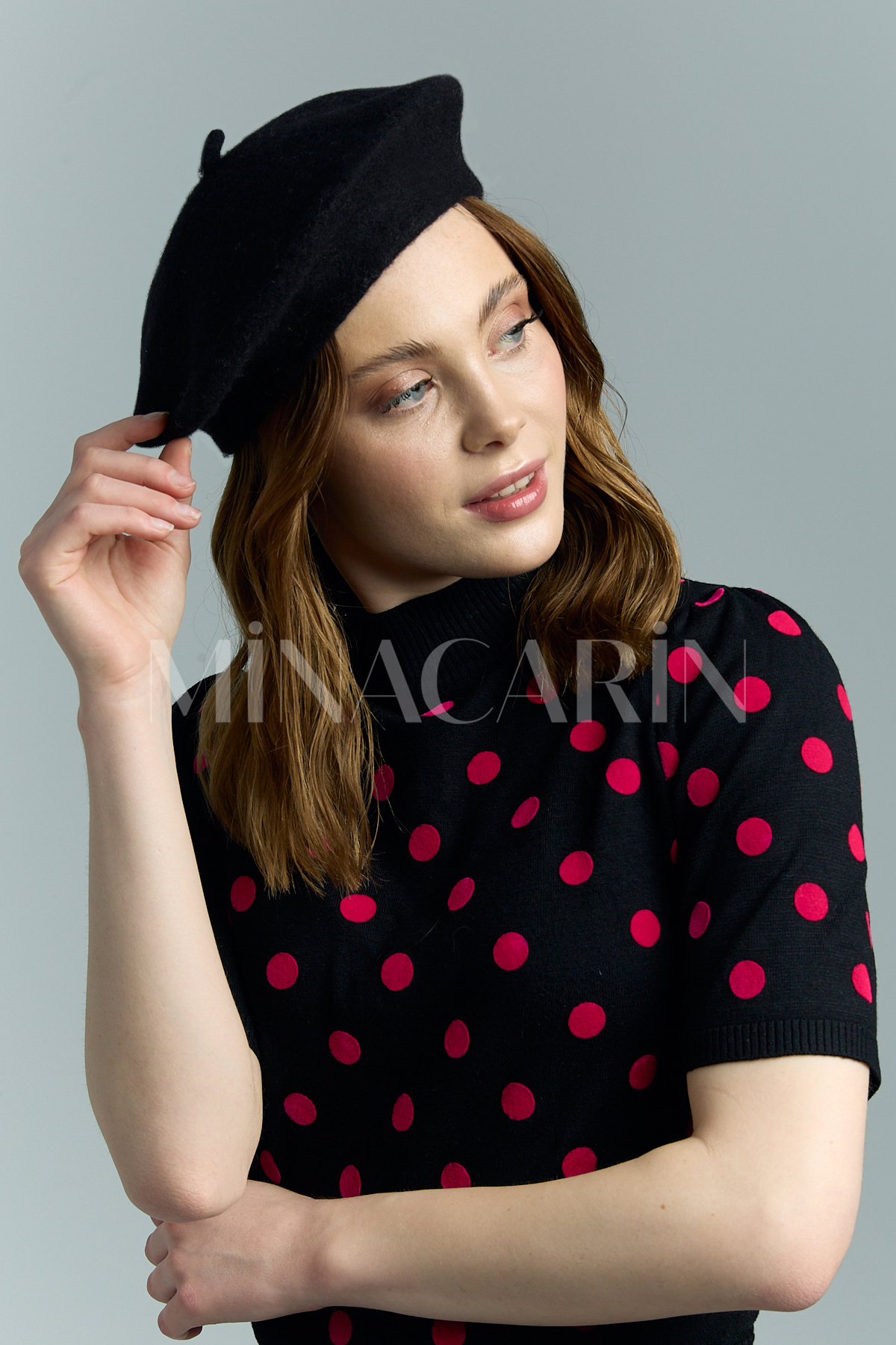 MinaCarin  Fransız Ressam Keçe Bere Siyah - Görsel 5