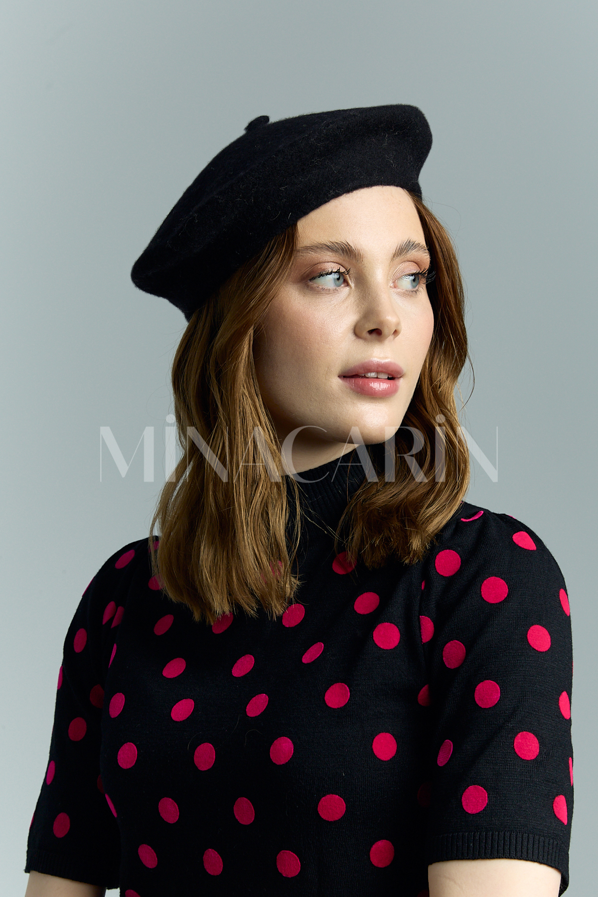 MinaCarin  Fransız Ressam Keçe Bere Siyah - Görsel 6