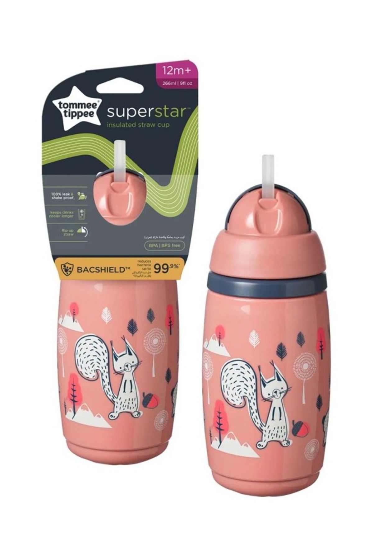 Tommee Tippee Pembe Isı Yalıtımlı Pipetli Bardak 266 ml fotoğrafı 2 (önizleme)