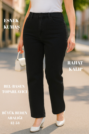 CEDY DENIM - Kadın Büyük Benden Boru Paça Yüksek Bel Regular Fit Likralı Pant...