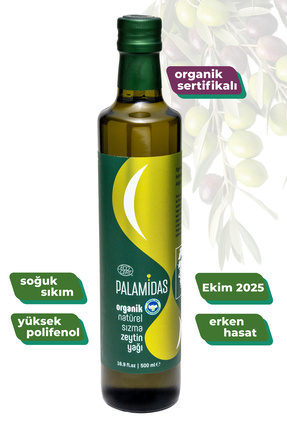 palamidas Organik Soğuk Sıkım Erken Hasat Zeytinyağı 500 ml – Yumuşak İçimli,...