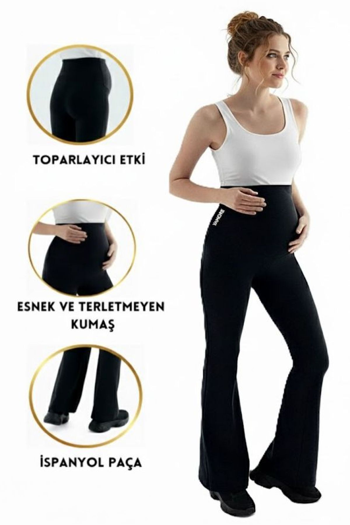 YAMORE Ispanyol Paça Yüksek Bel Esnek Toparlayıcı Hamile Tayt