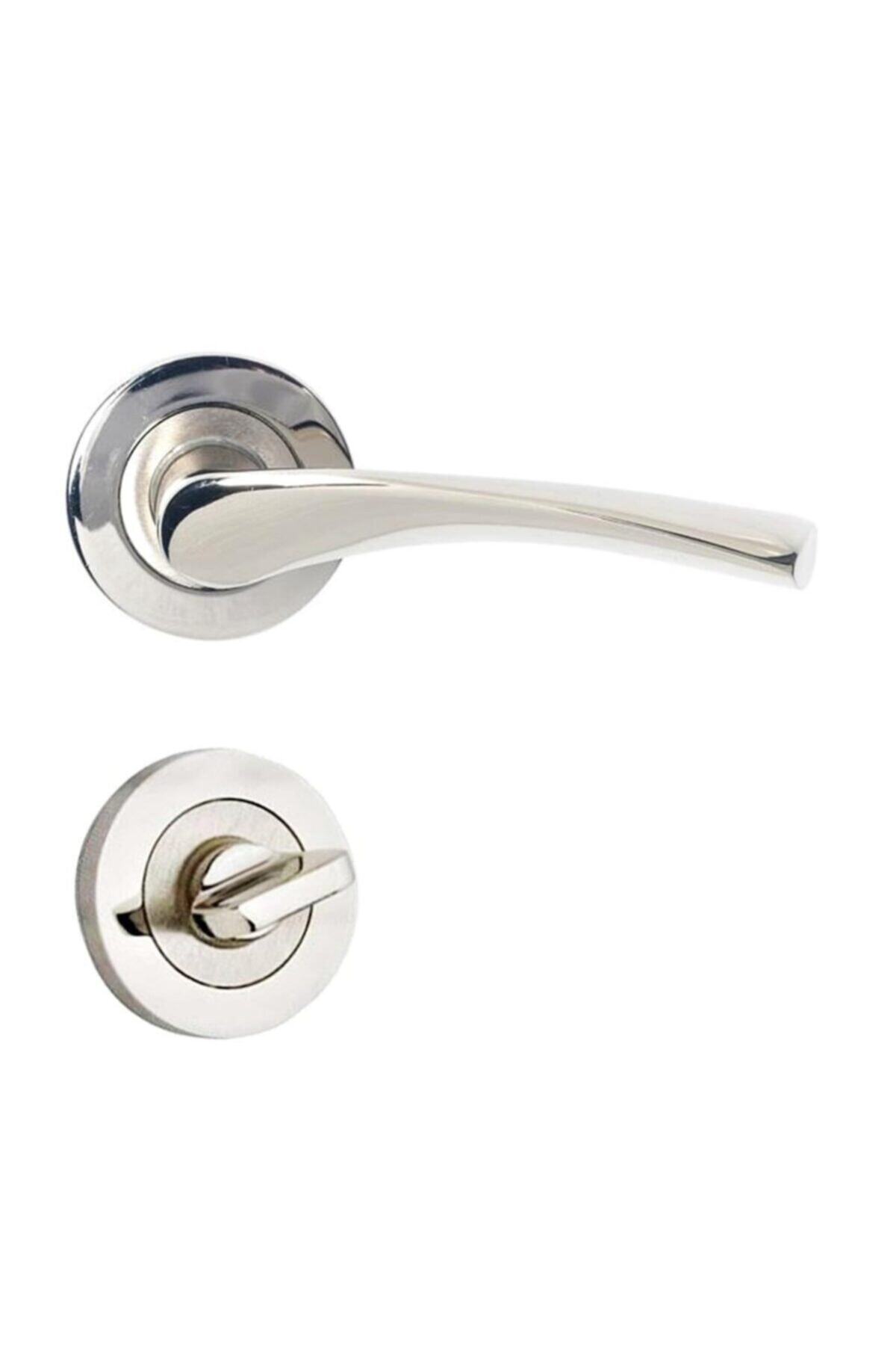 Mina Nickel Satin Badge Door Handle Aluminum WC