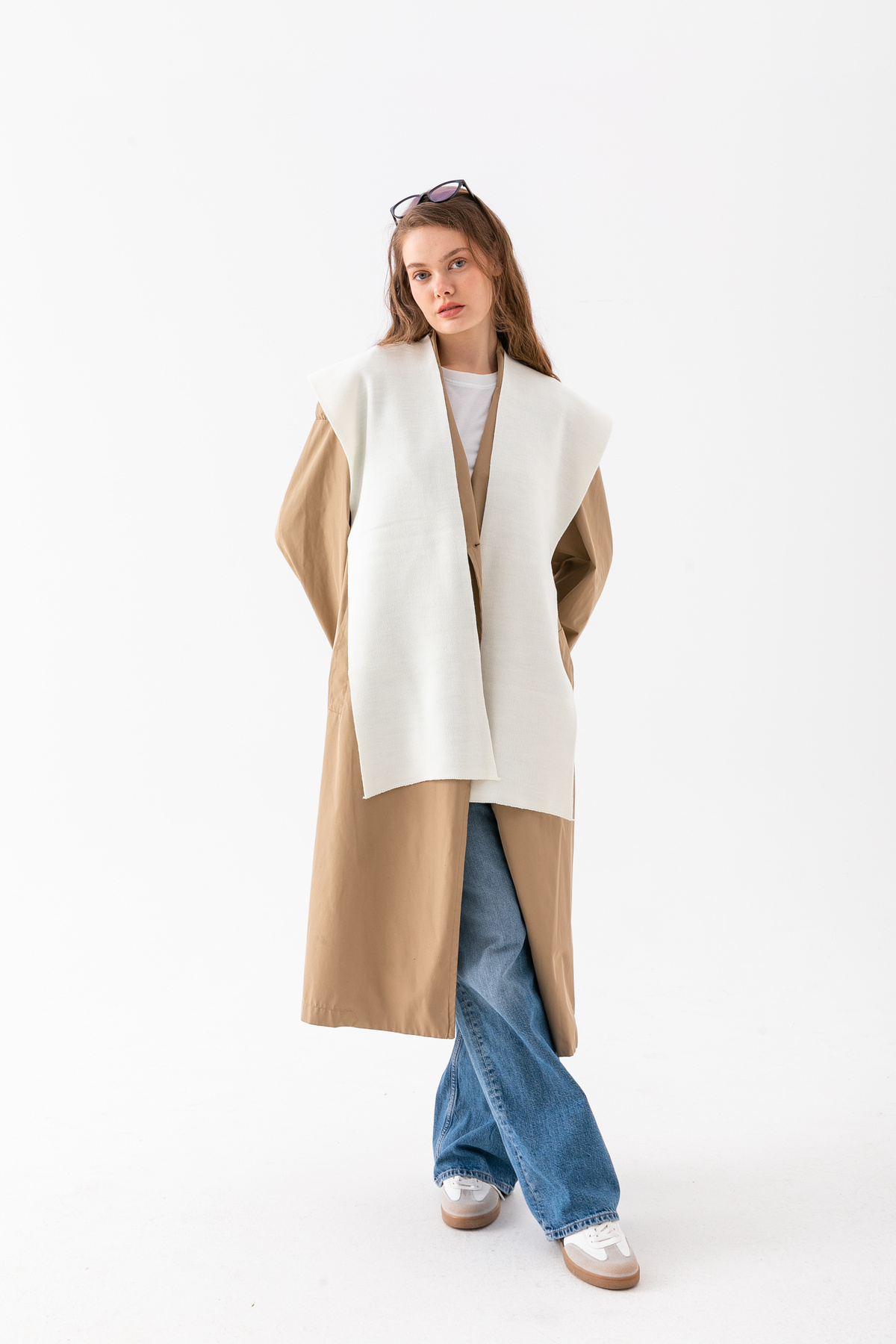 Wega Moda Kare Parçalı Patchwork Atkı - Spor Triko Örme Omuz Atkısı | Unisex Boho Şal - Atkı görsel 3