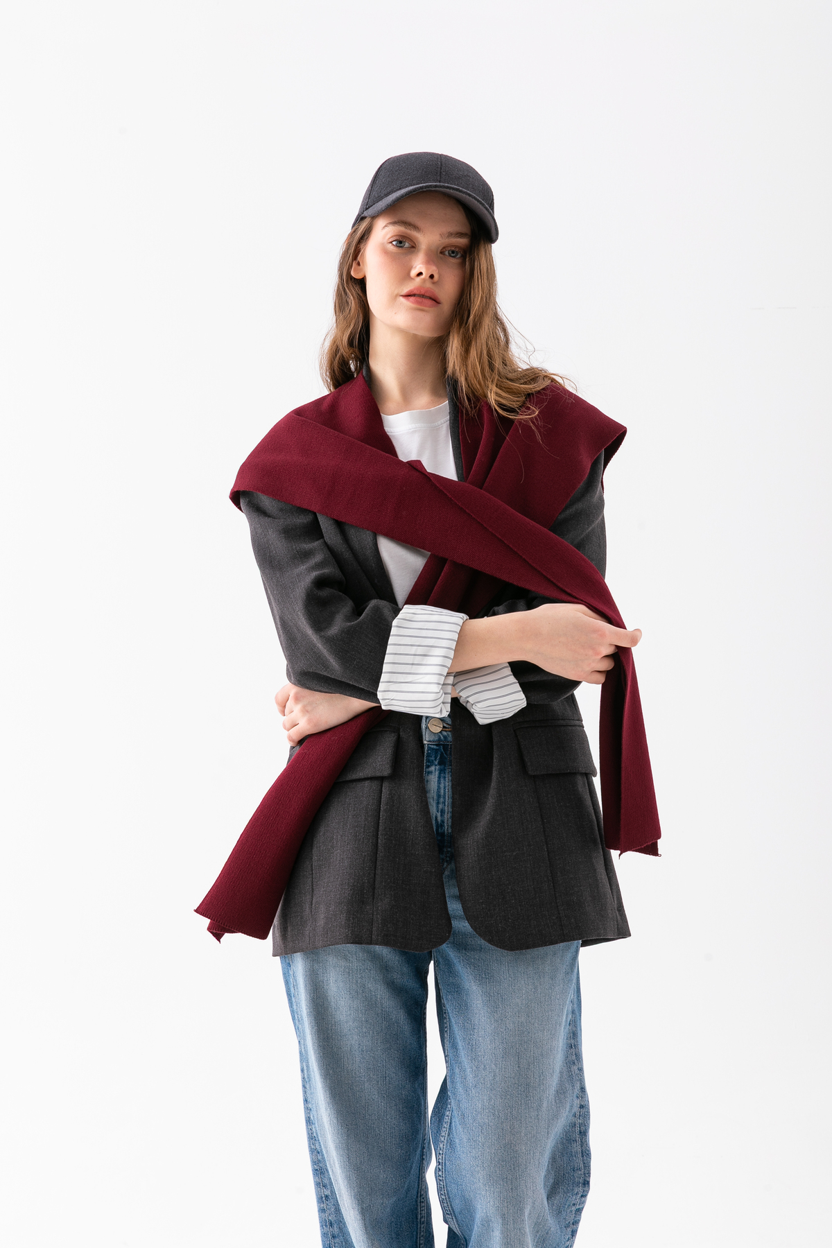 Wega Moda  Kare Parçalı Patchwork Atkı - Spor Triko Örme Omuz Atkısı | Unisex Boho Şal - Atkı - Görsel 5