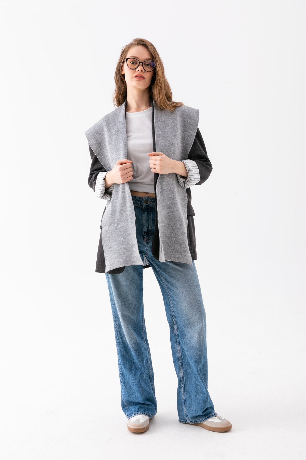 Wega Moda Kare Parçalı Patchwork Atkı - Spor Triko Örme Omuz Atkısı | Unisex Boho Şal - Atkı görsel 3