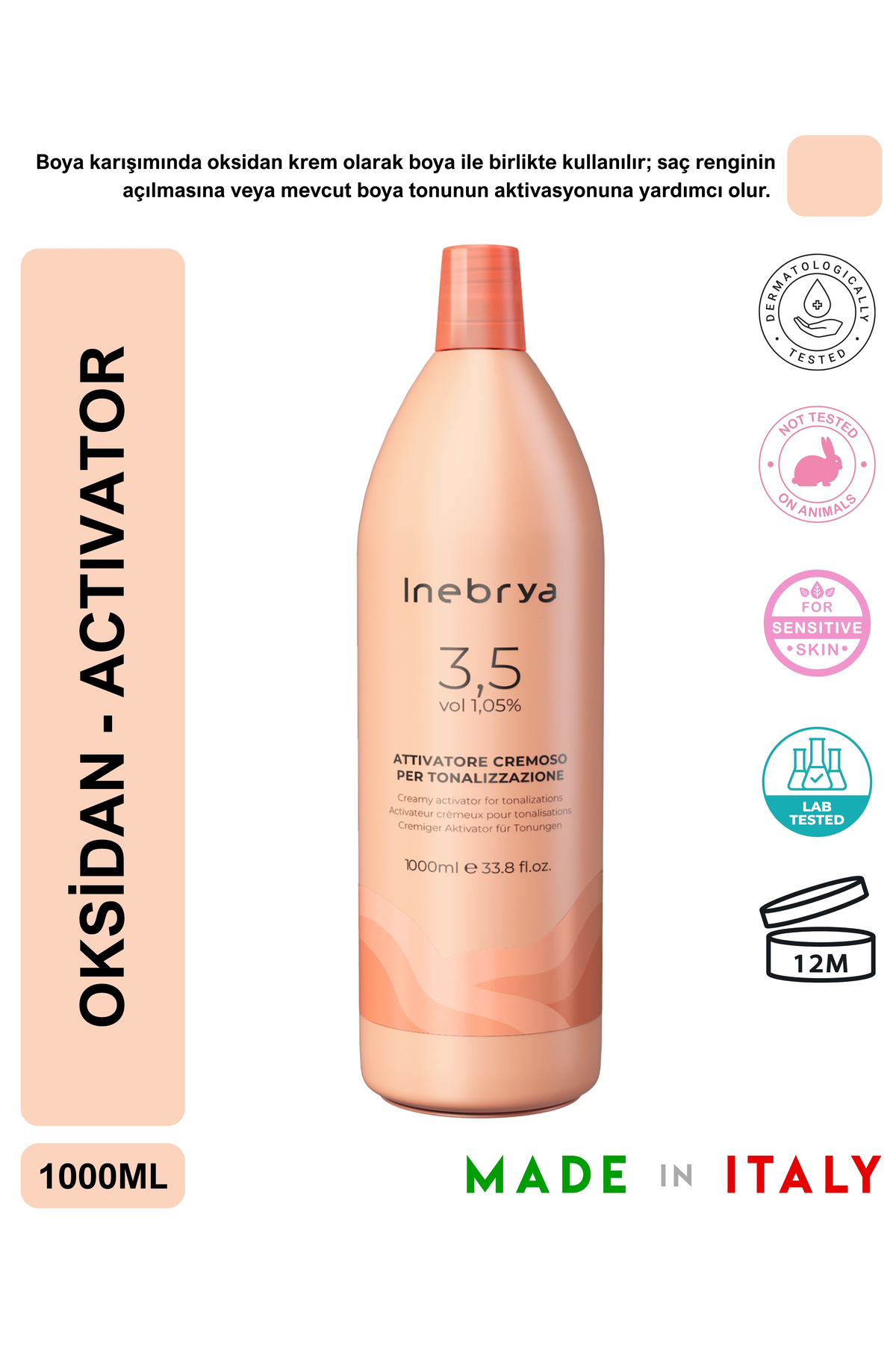 Inebrya Color 3,5 Vol Krem Oksidan 1000 ml — 8033219164616