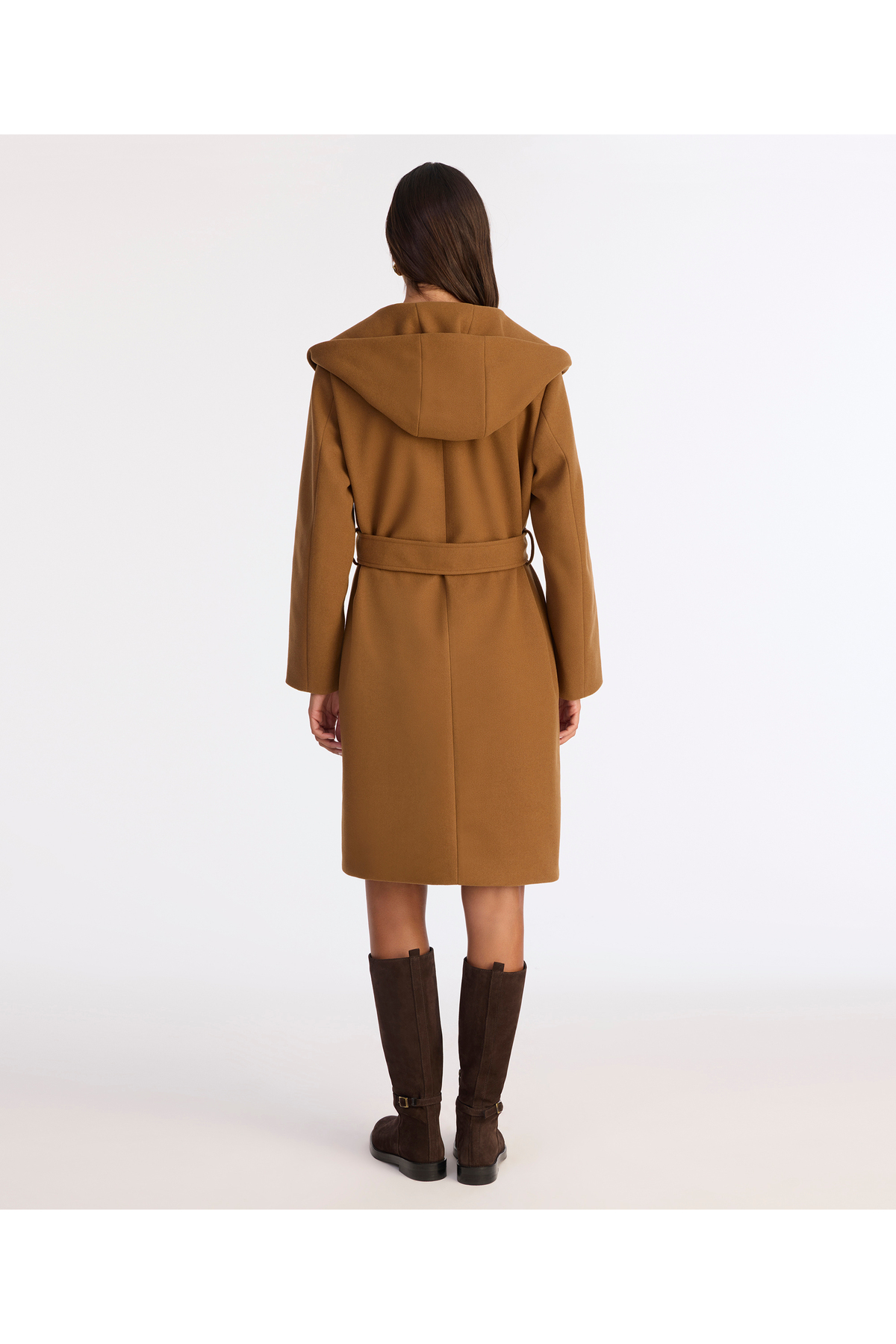 Yargıcı  Kapüşonlu Ve Kemerli Uzun Palto - Görsel 6