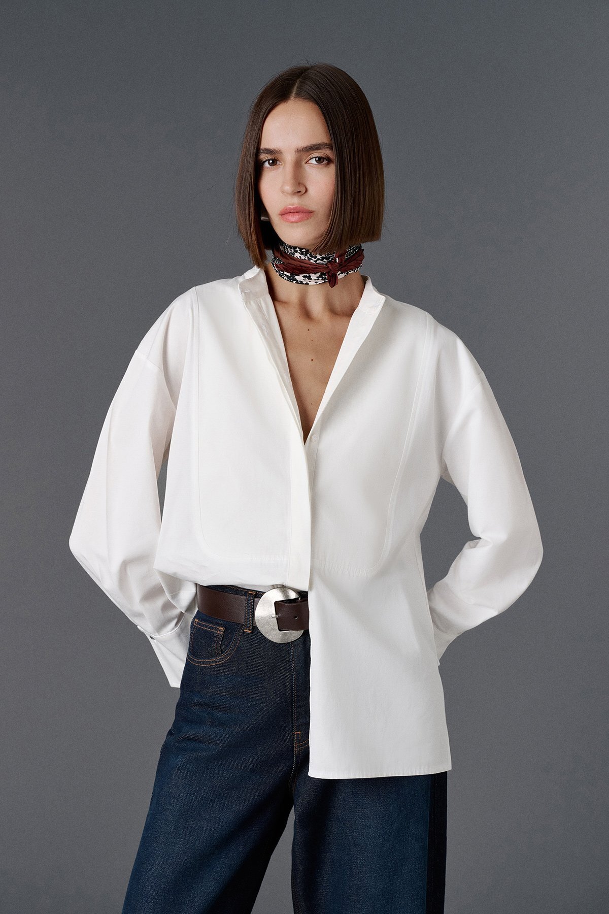 VATKALI  Hakim yaka oversize gömlek