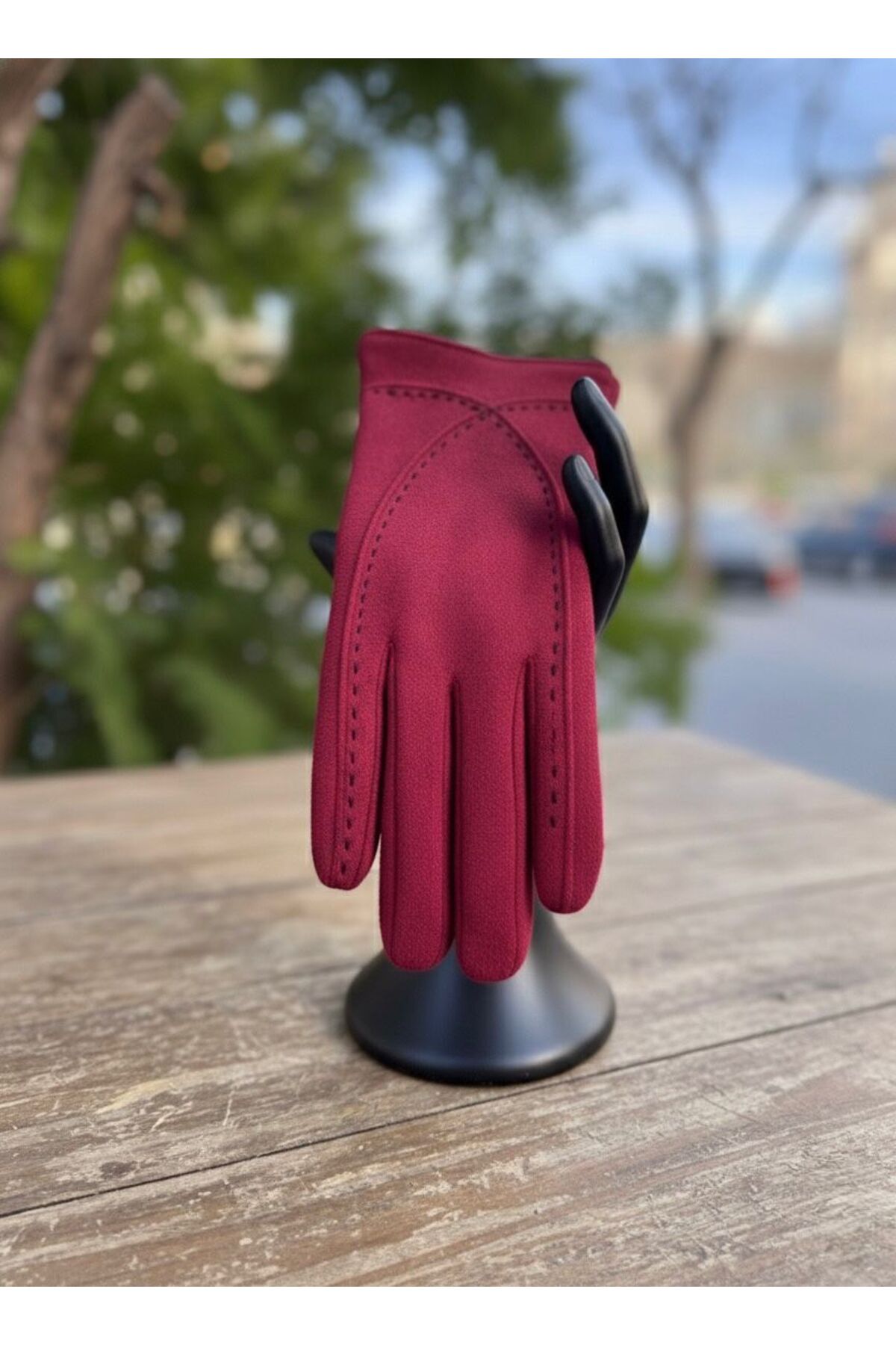 Axesoire 16048 Süet Bordo Eldiven görsel 3