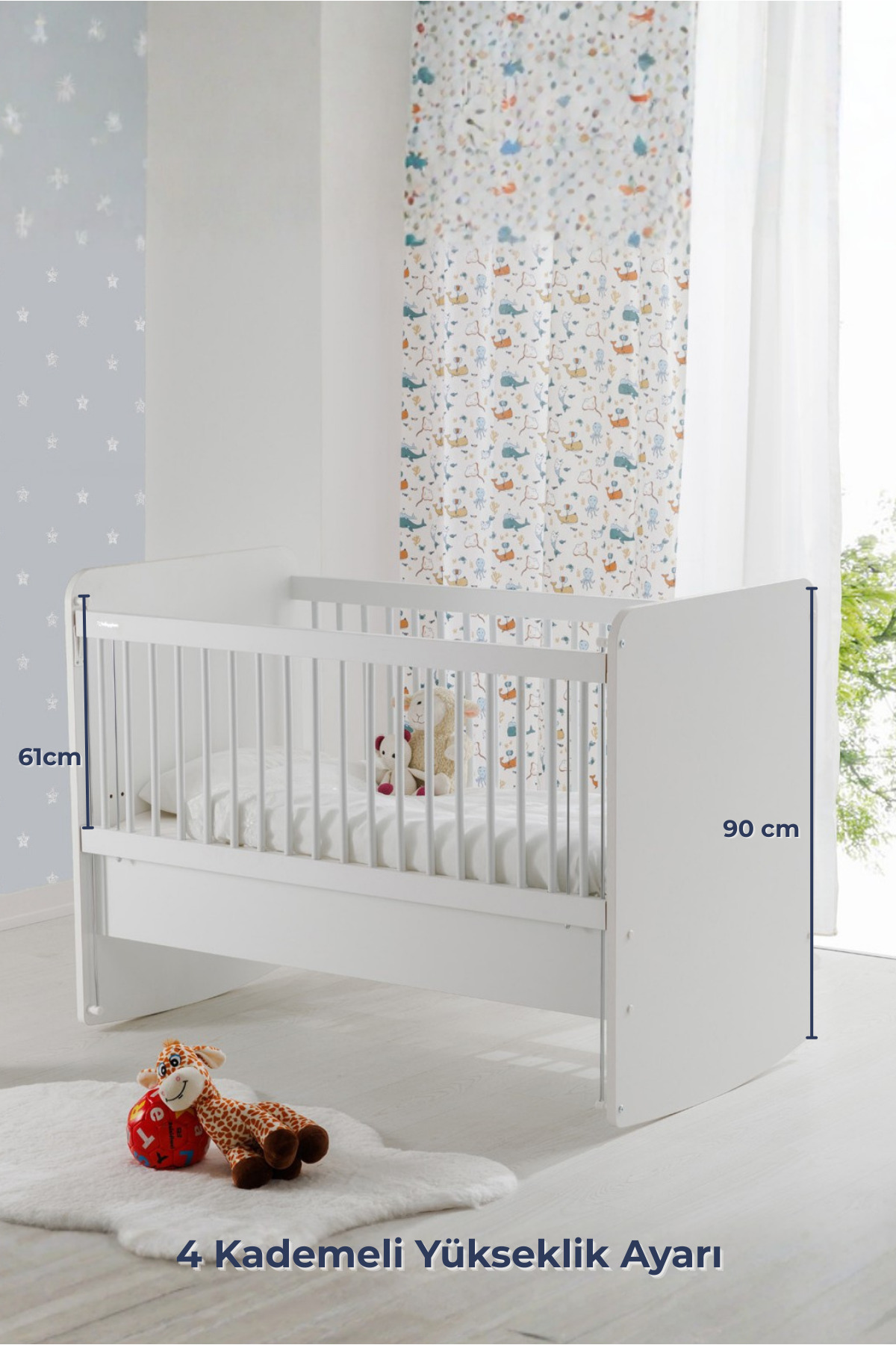 Babywhen Pratik Sallanır Kademeli Anne Yanı Bebek Beşik - Bebek Yatağı - Park Yatak - 60x120 Cm - Bw1075 fotoğrafı 4 (önizleme)