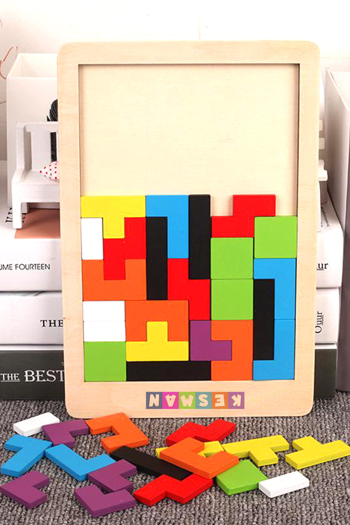 Kesman Kitap Montessori Ahşap Tetris & Blok Puzzle Zeka Oyuncağı Seti fotoğrafı 7 (önizleme)