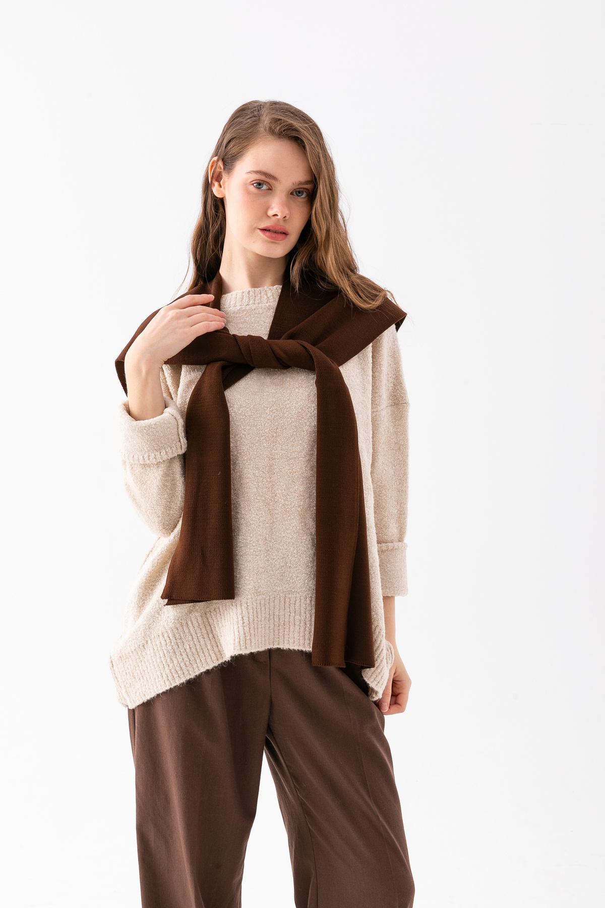 Wega Moda  Kare Parçalı Patchwork Atkı - Spor Triko Örme Omuz Atkısı | Unisex Boho Şal - Atkı - Görsel 7