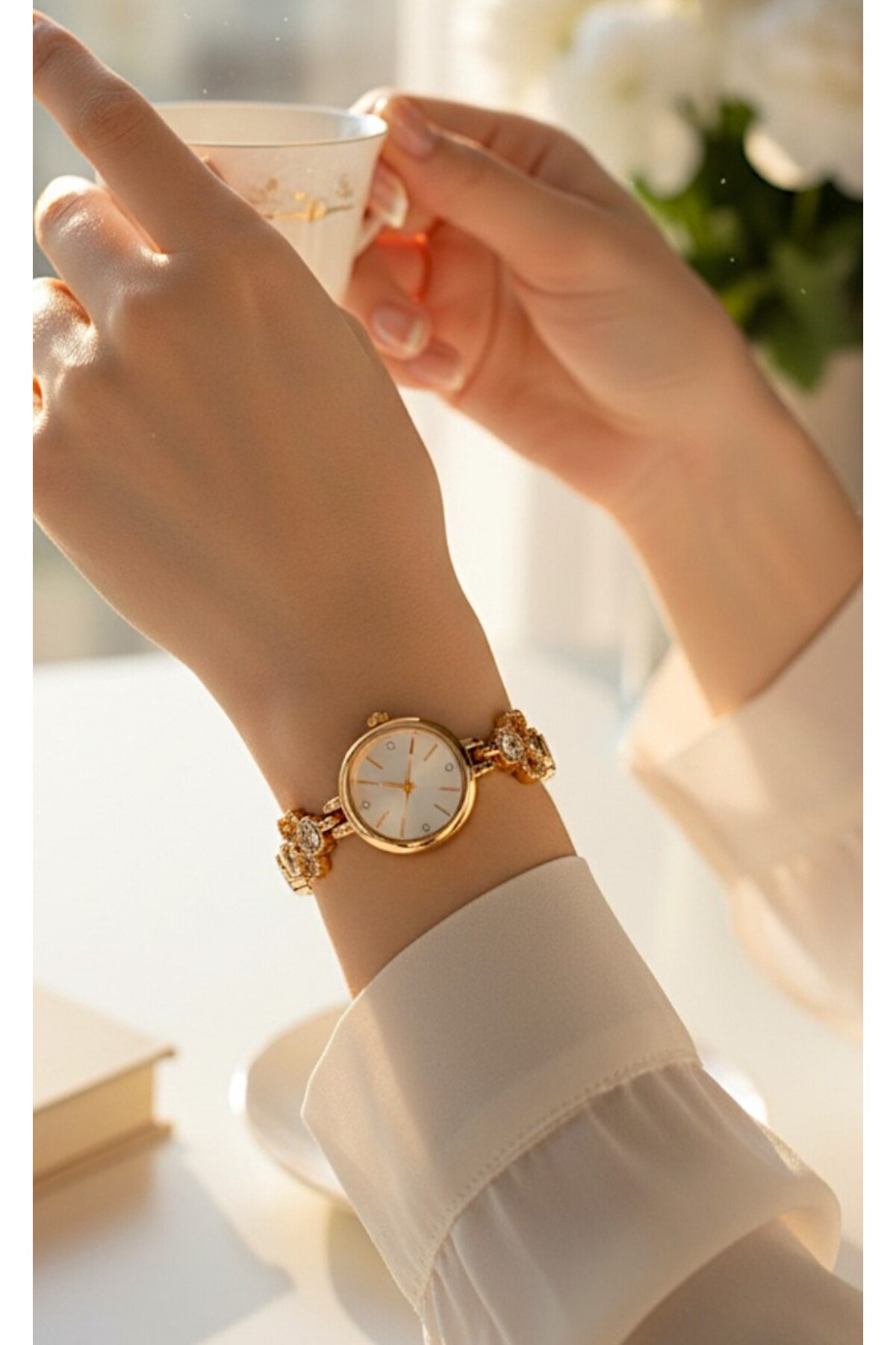 Neorney  Şık Zarif Minimal Taş Kordonlu Kadın Kol Saati - Görsel 3